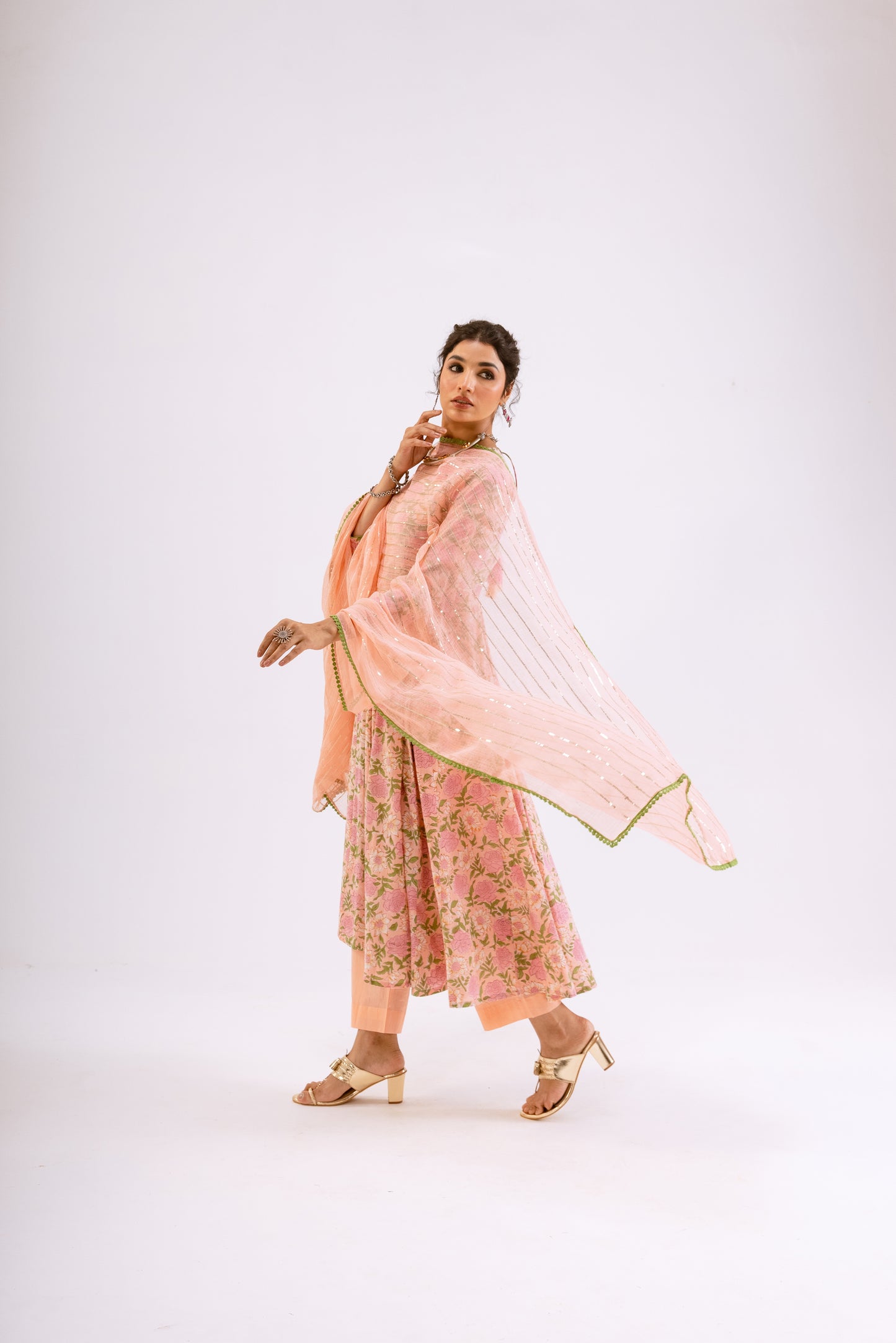 Gulabi Pink Jaal - Sleeved