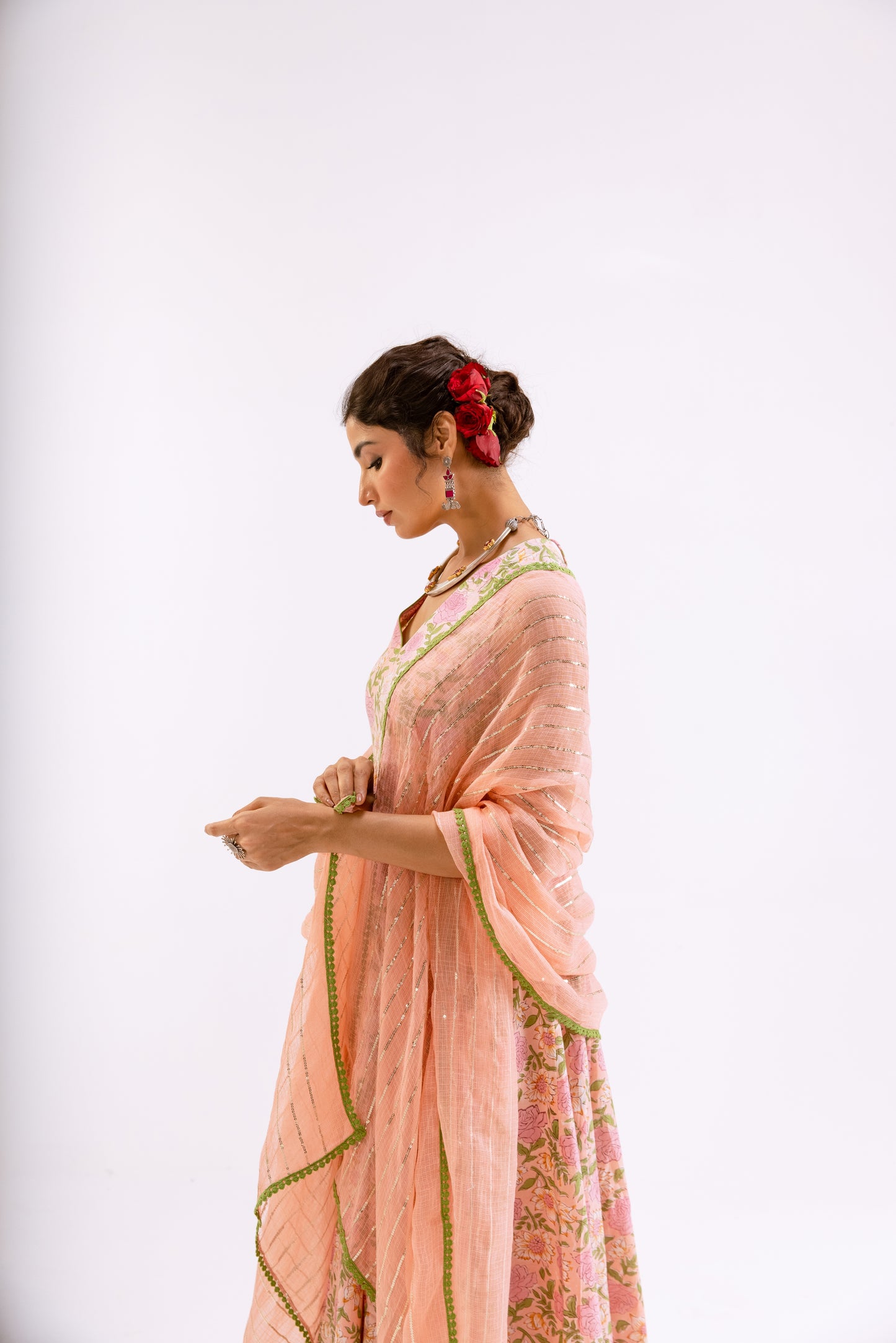 Gulabi Pink Jaal - Sleeveless