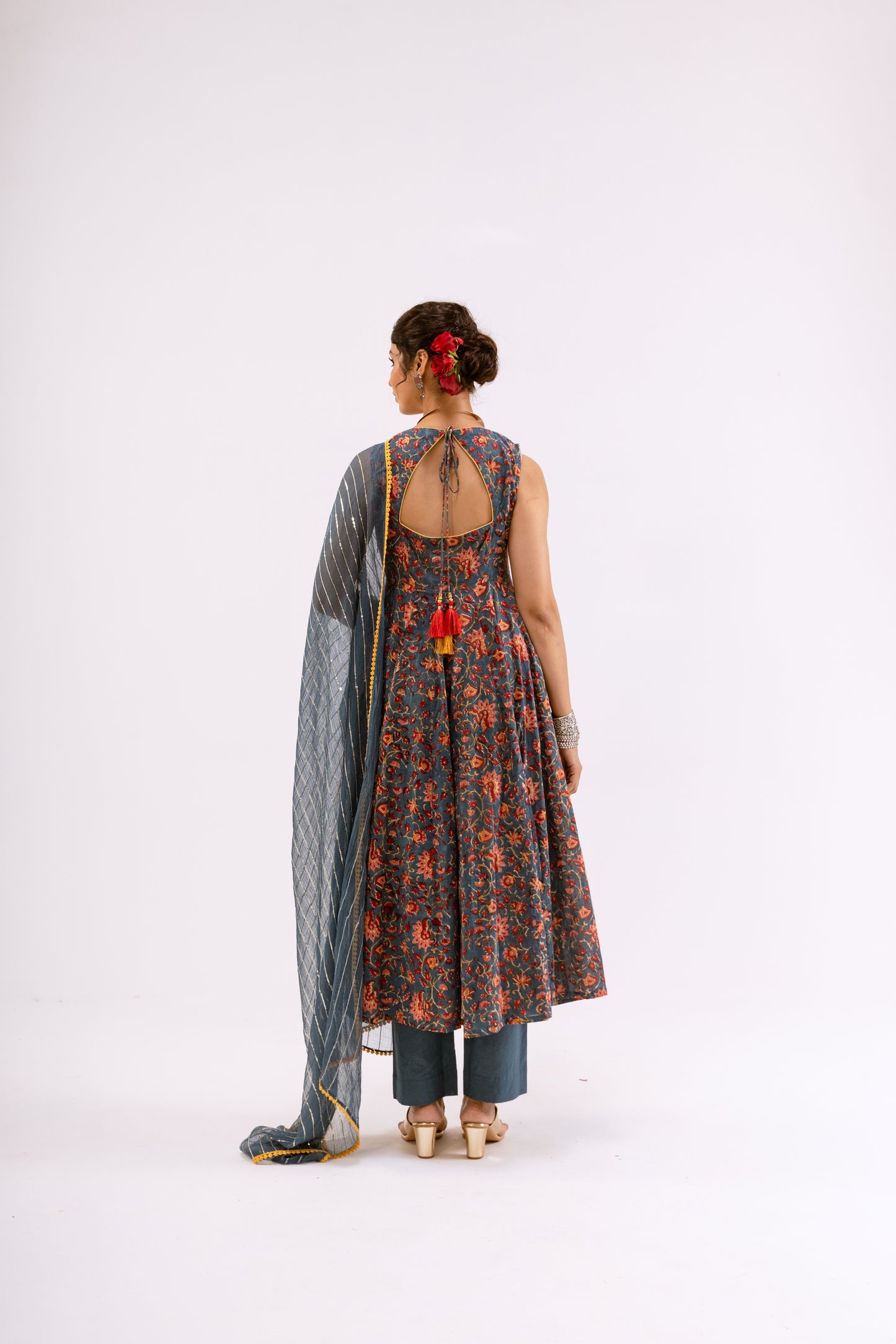 Dusky Blue Jaal - Sleeveless