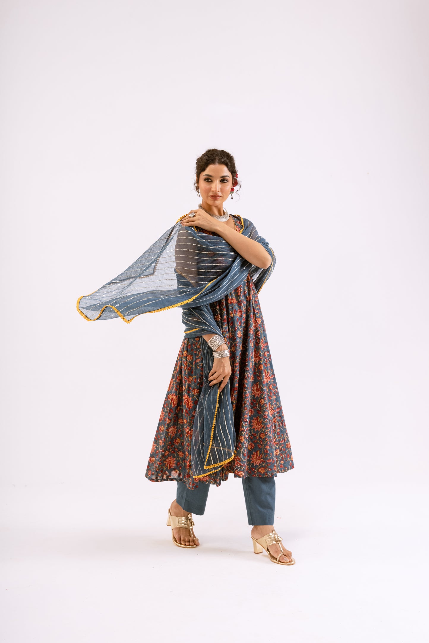 Dusky Blue Jaal - Sleeveless