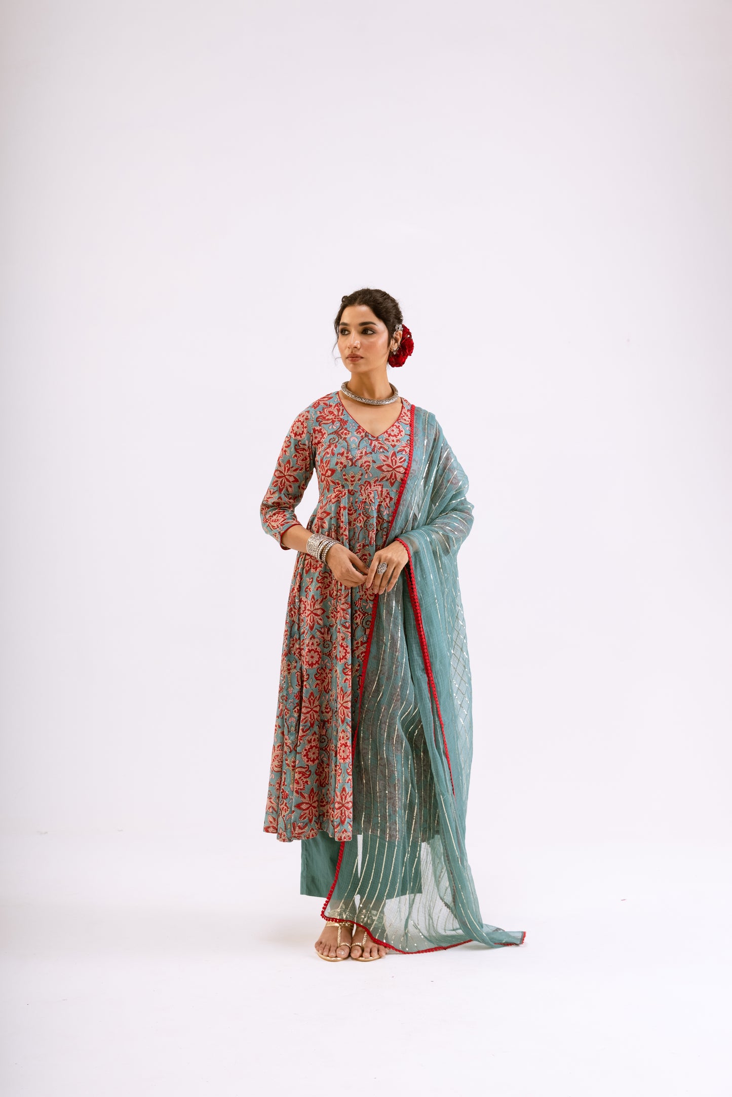 Dusty Teal Jaal - Sleeved