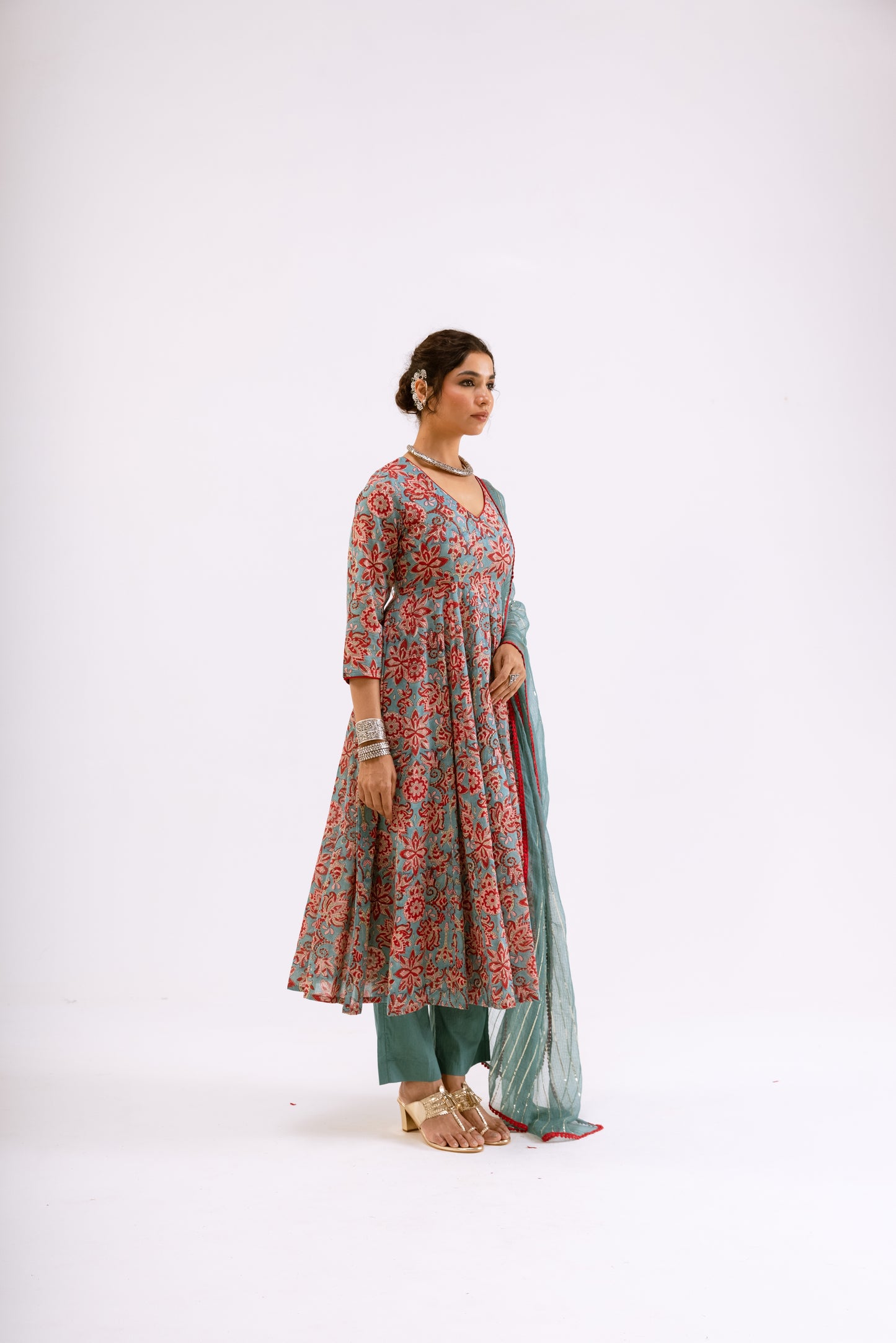 Dusty Teal Jaal - Sleeved