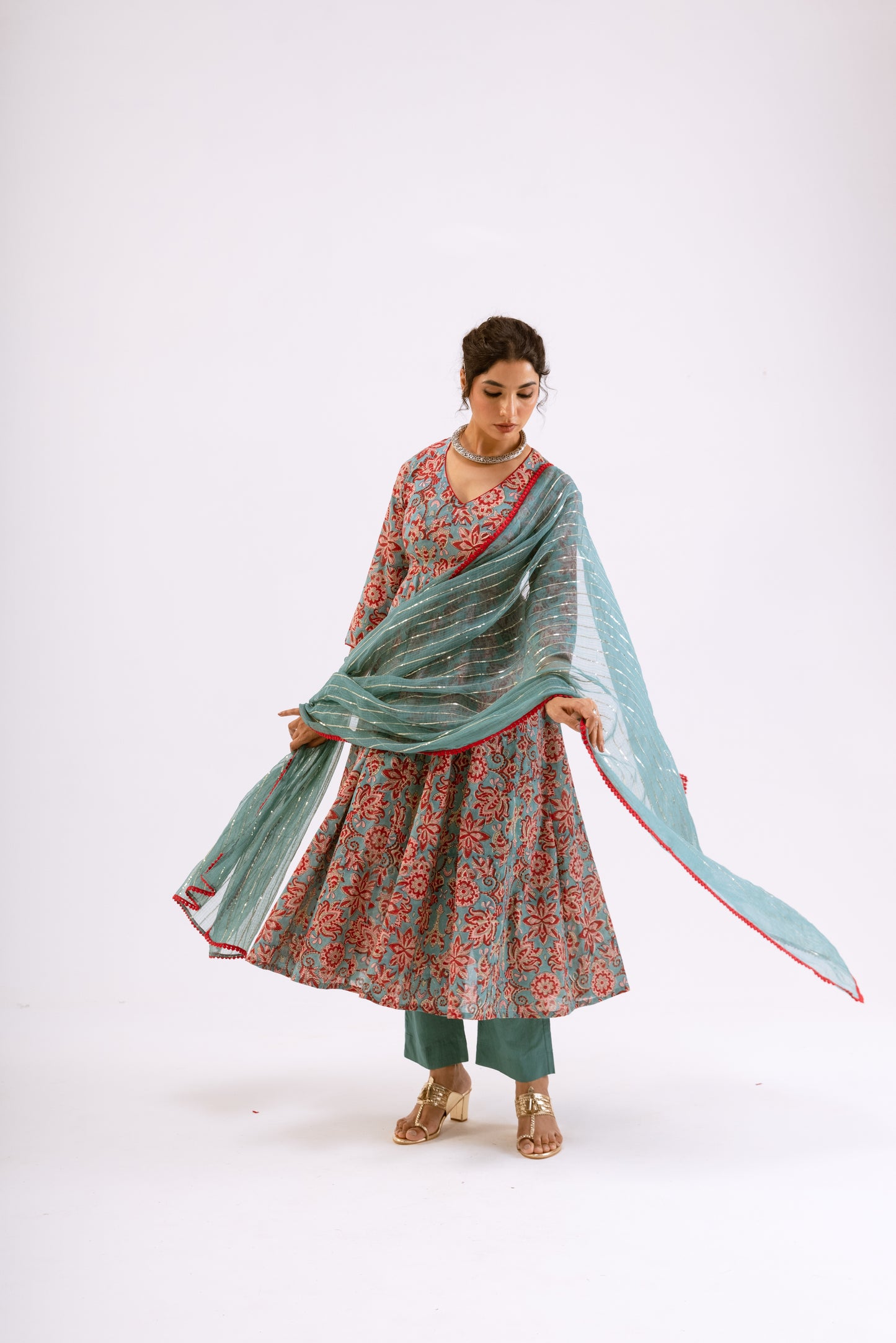 Dusty Teal Jaal - Sleeved