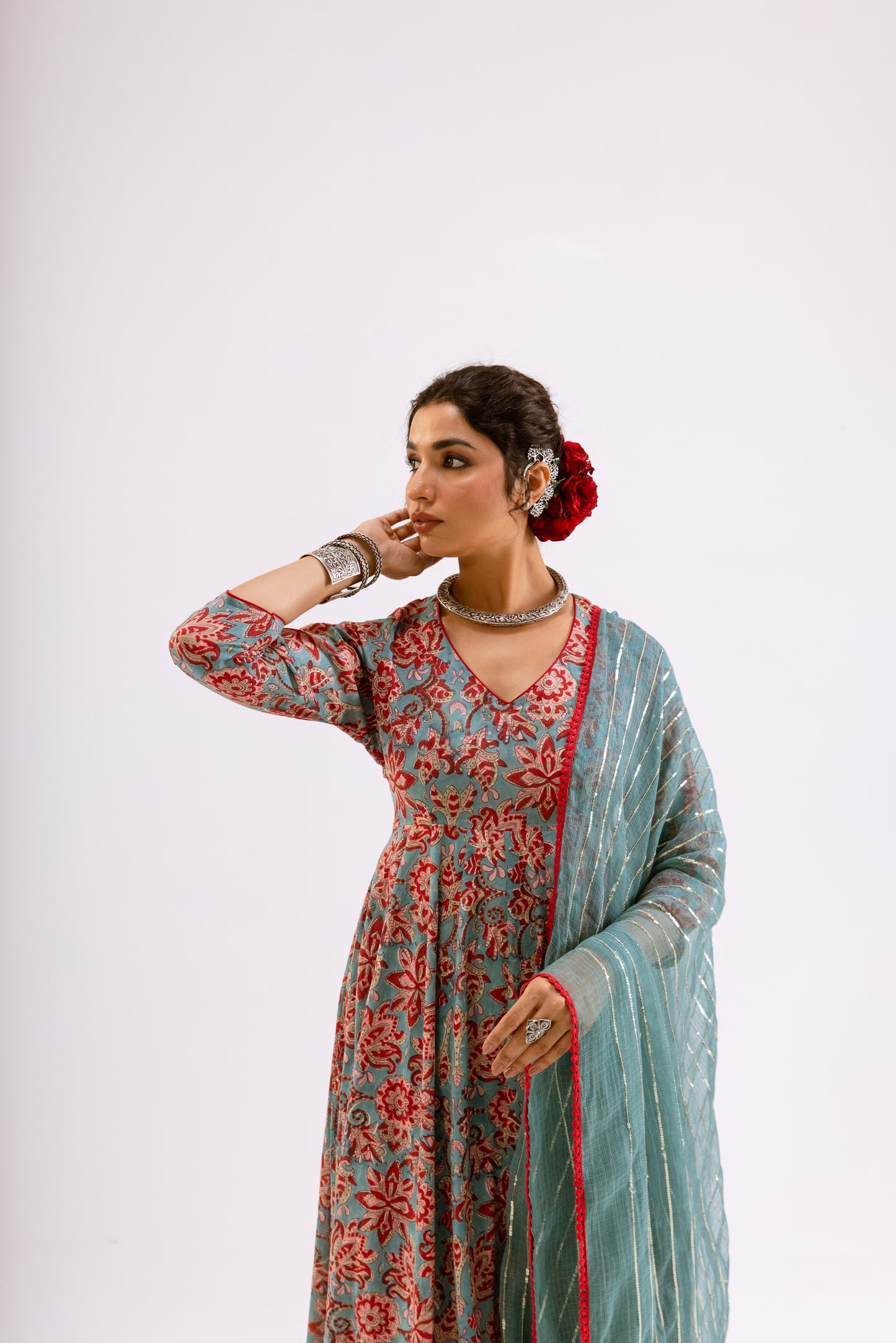 Dusty Teal Jaal - Sleeved
