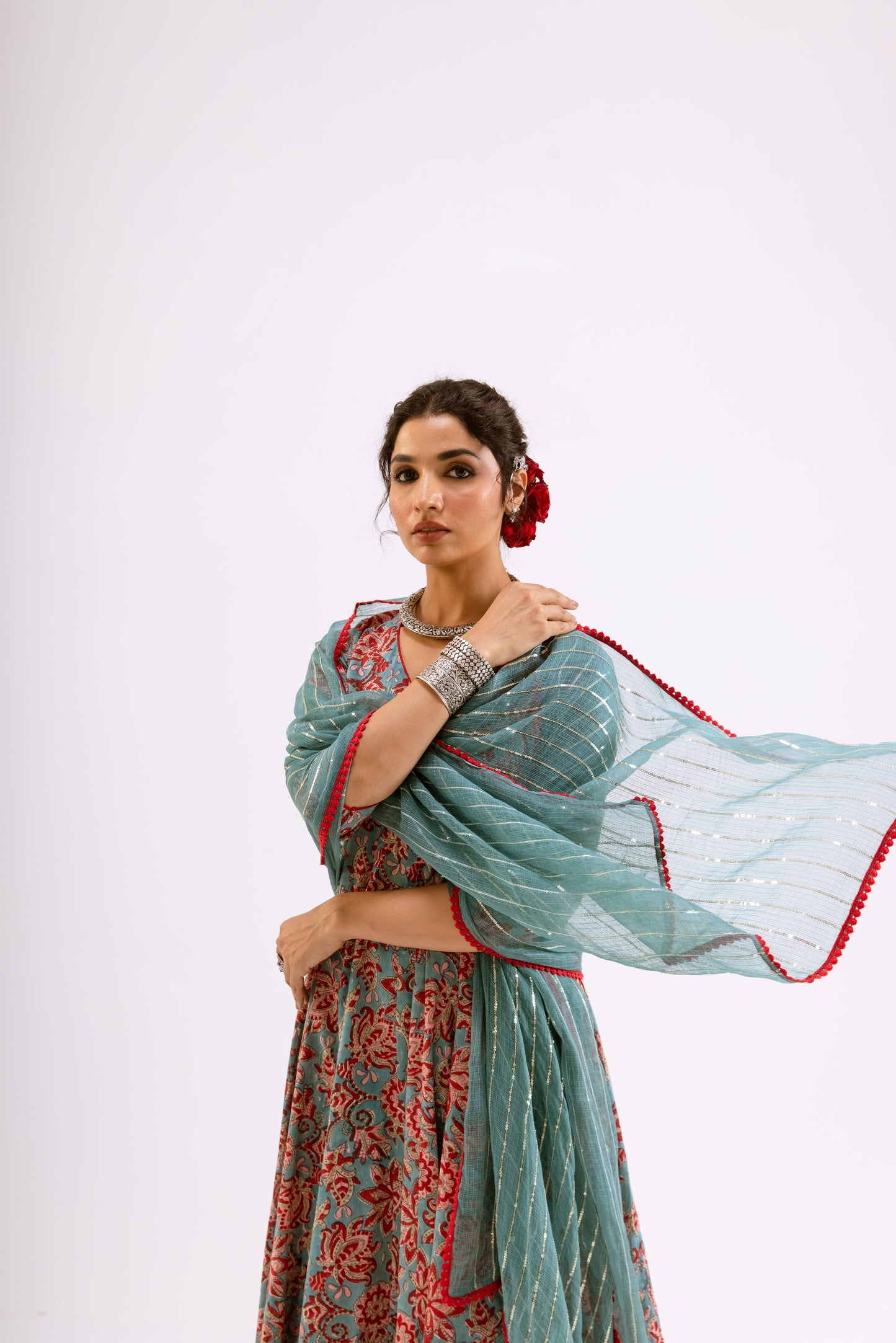 Dusty Teal Jaal - Sleeved