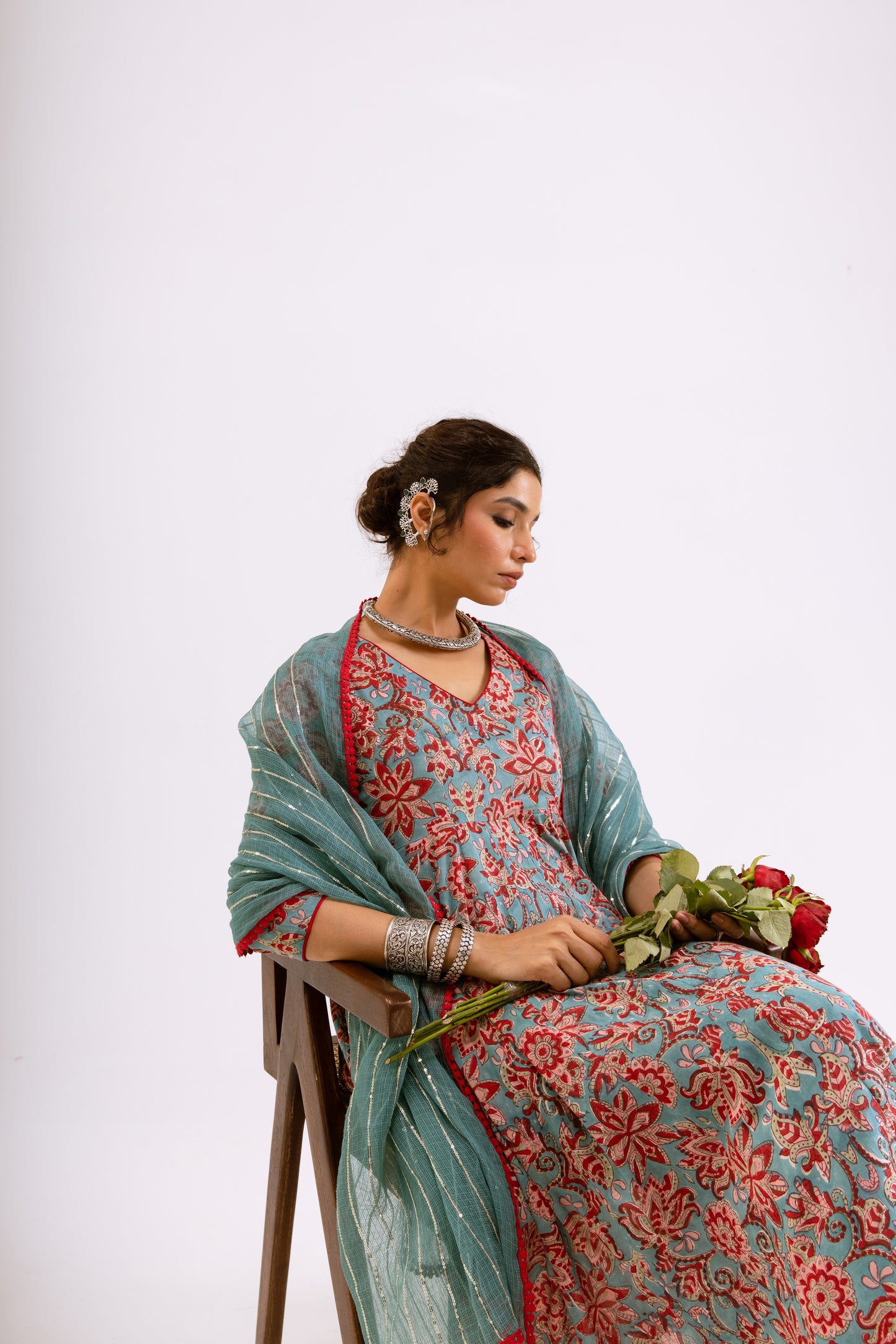 Dusty Teal Jaal - Sleeved