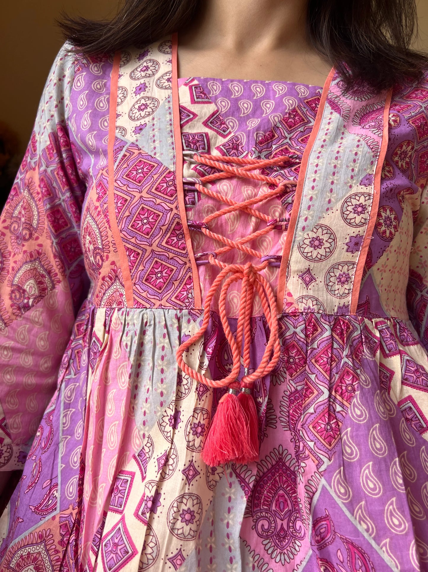 Purple Cotton Print Ethnic Cotton Top