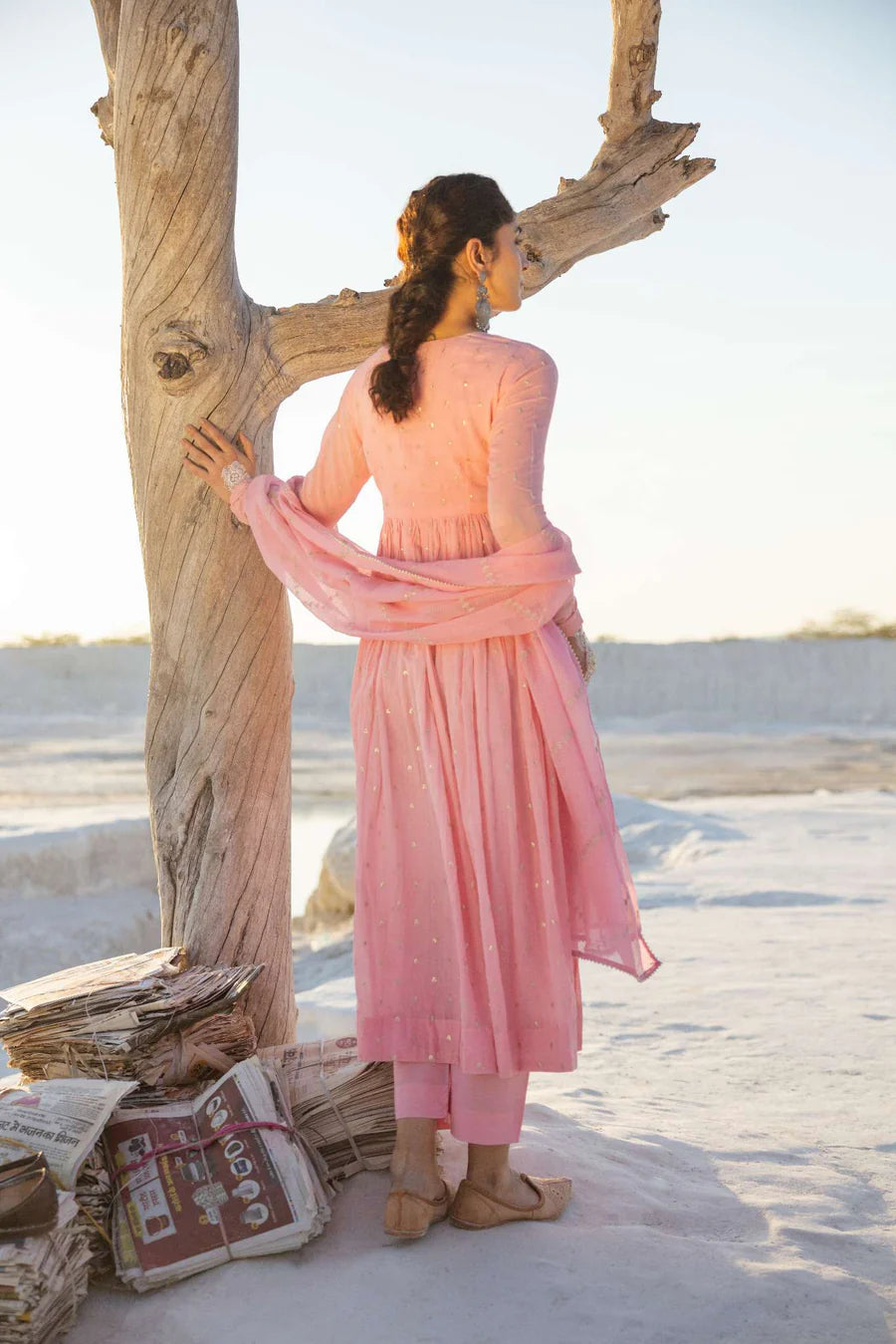 ROSE PINK MUL COTTON ANARKALI SET