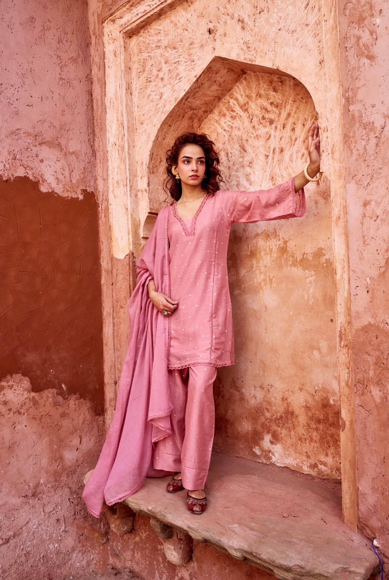 ROSE PINK MUL COTTON SUIT SET