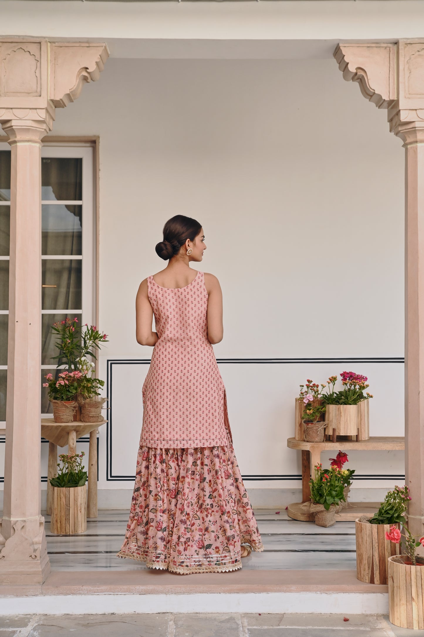 PRINTED CHANDERI SHARARA SET