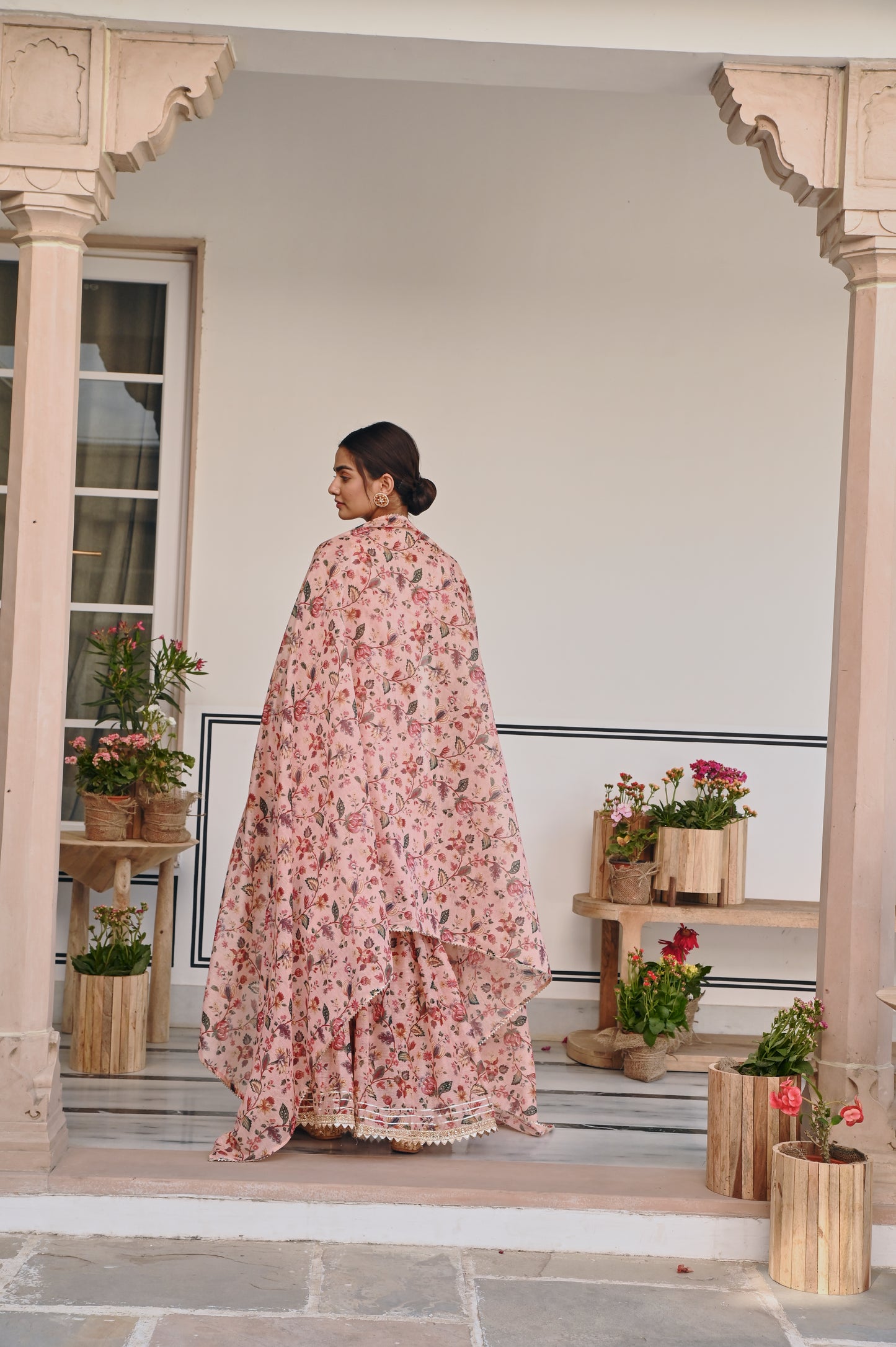 PRINTED CHANDERI SHARARA SET
