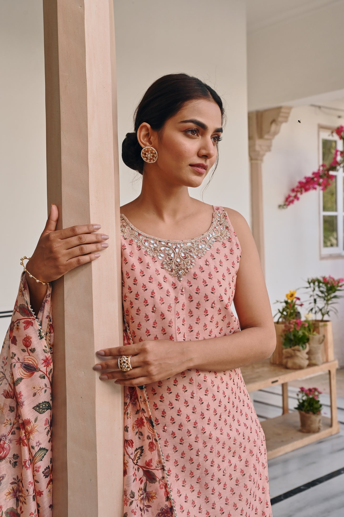 PRINTED CHANDERI SHARARA SET