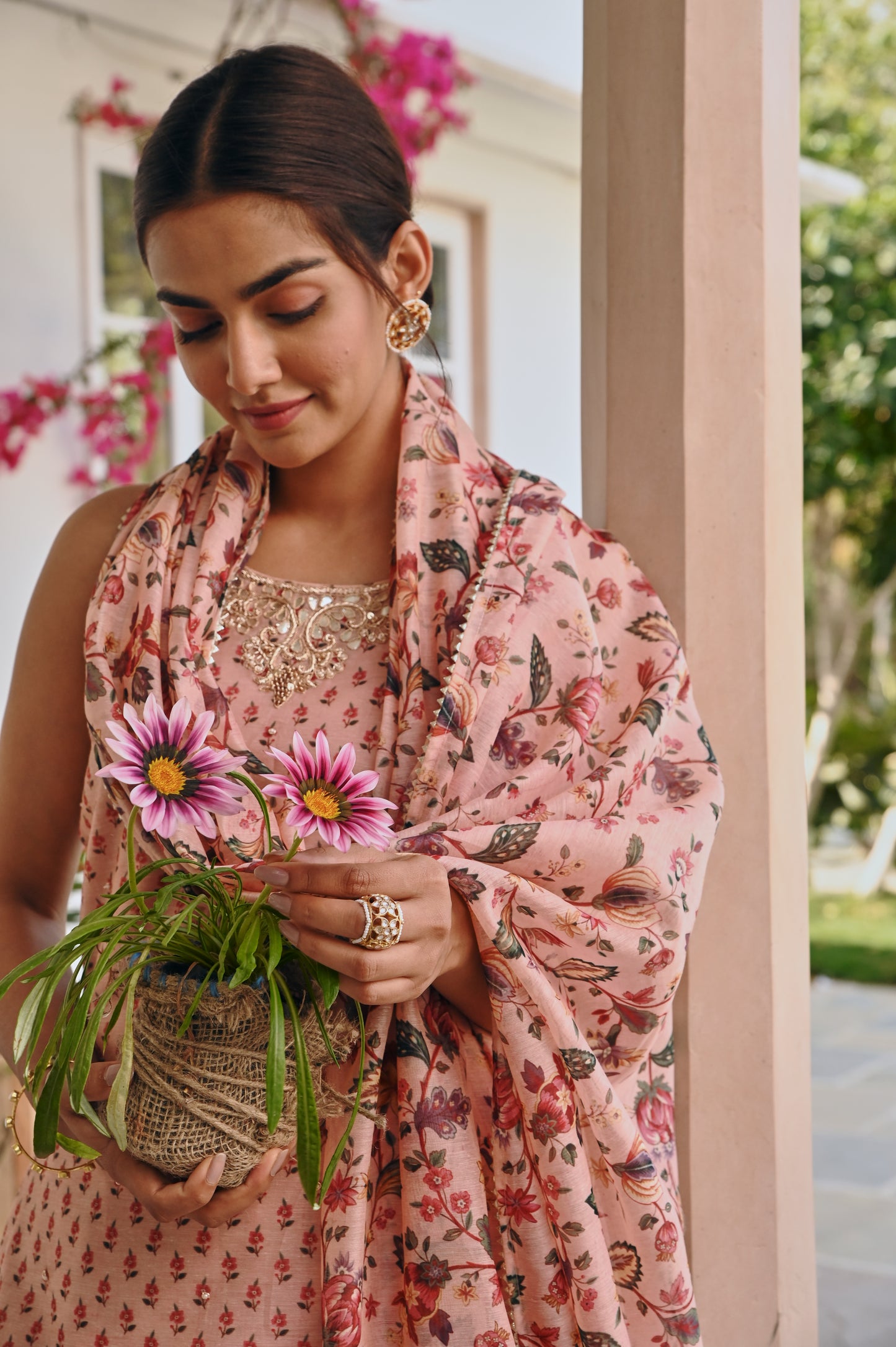 PRINTED CHANDERI SHARARA SET