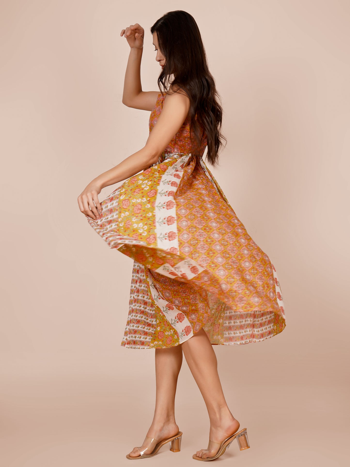 Multi Printed Strappy Dress
