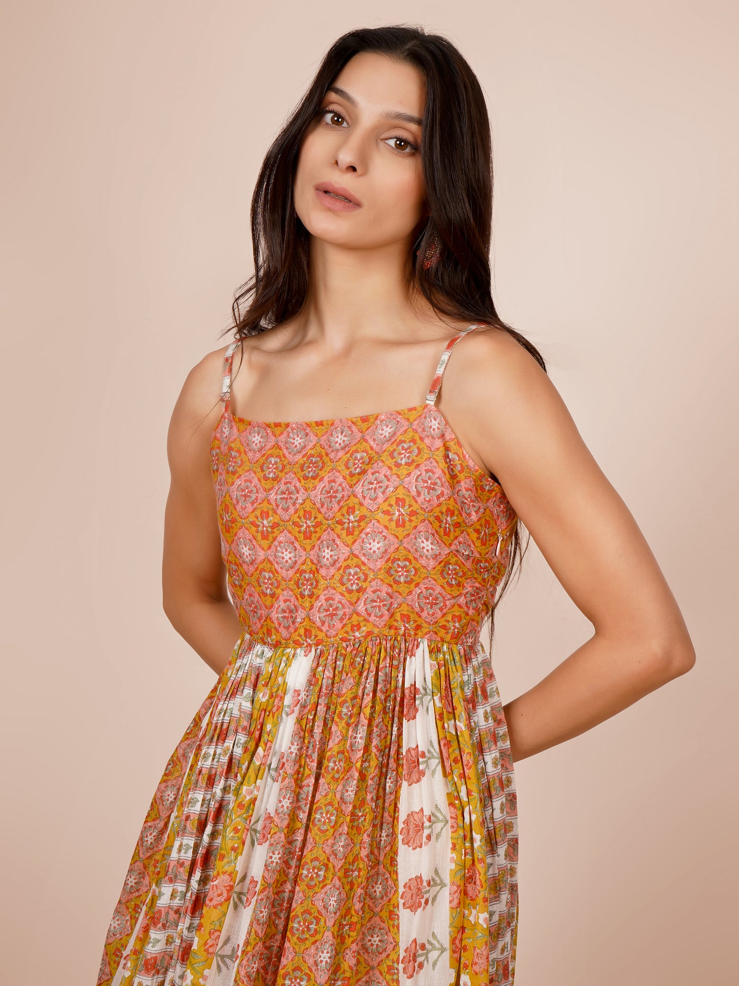 Multi Printed Strappy Dress