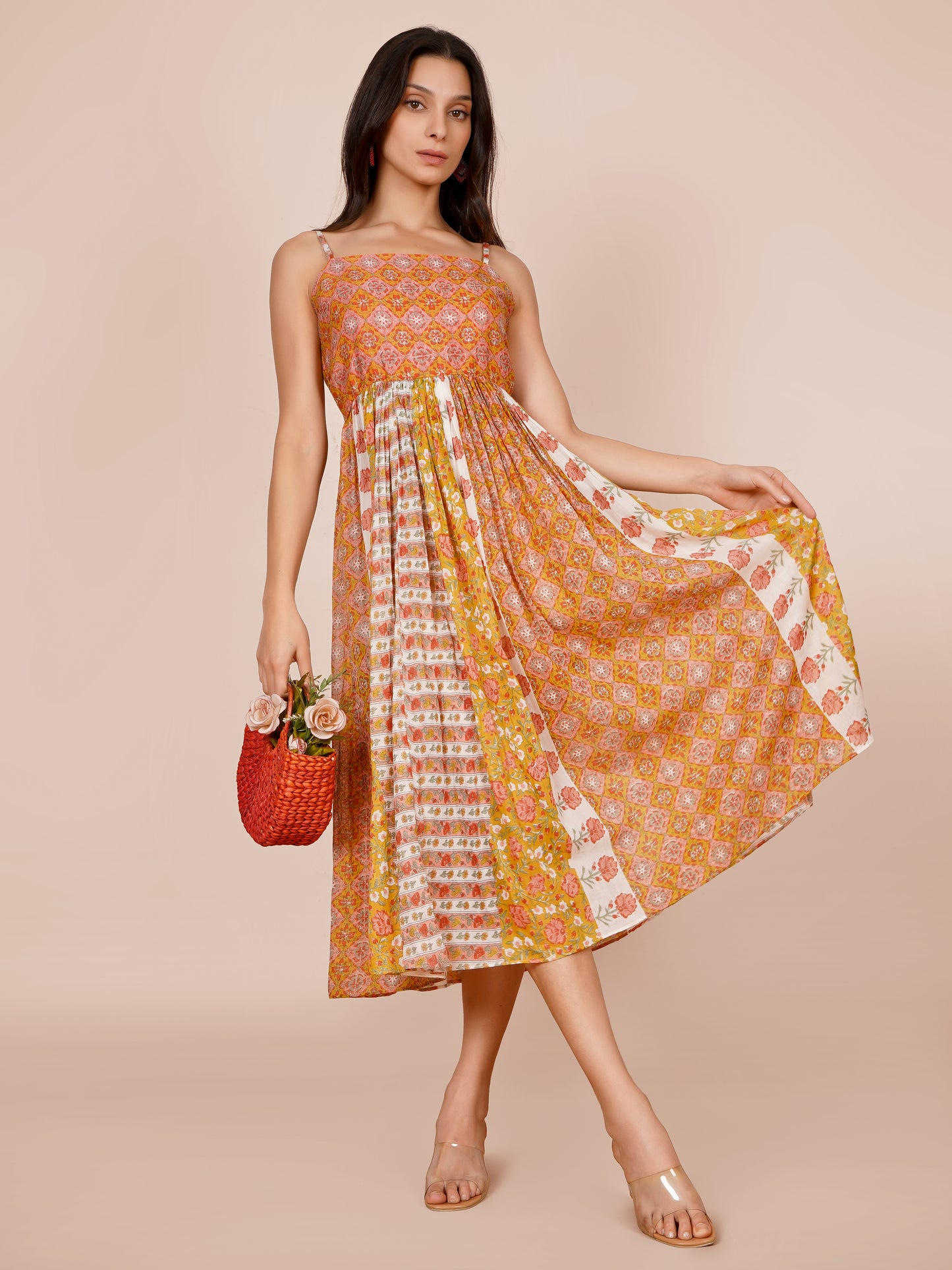 Multi Printed Strappy Dress