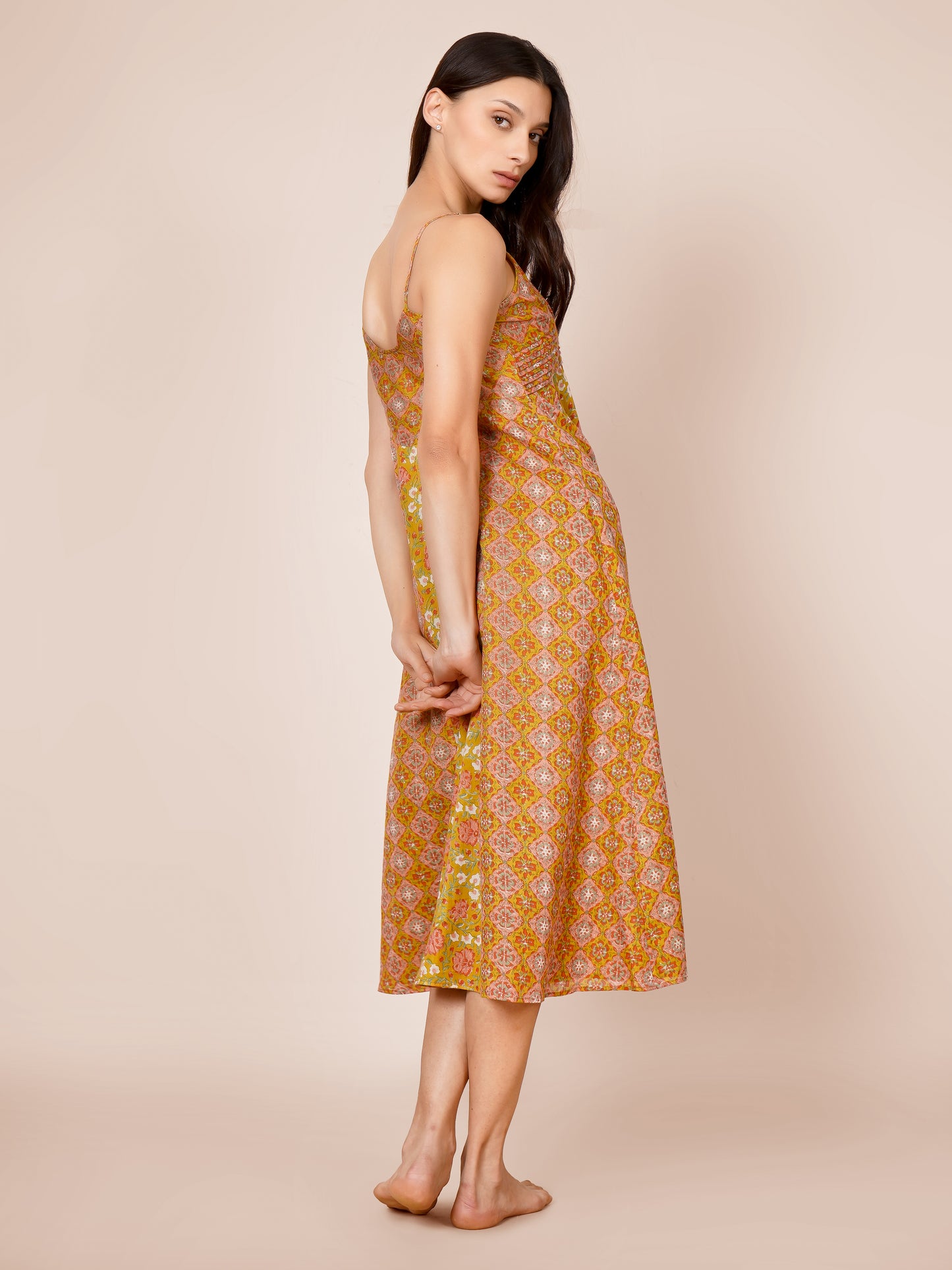 Waist Pleated A-line Dress