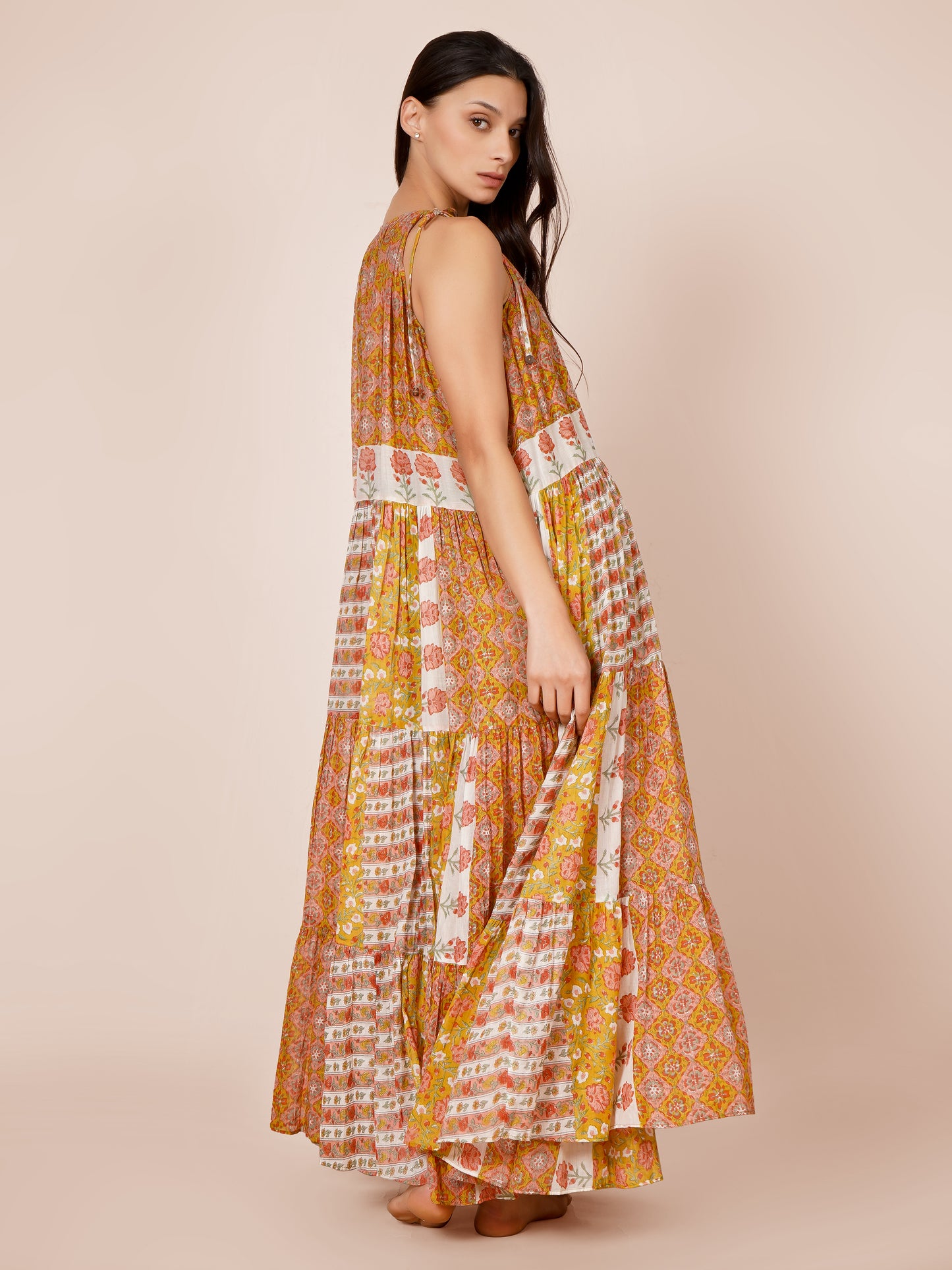 Multi Printed Halter Neck Dress