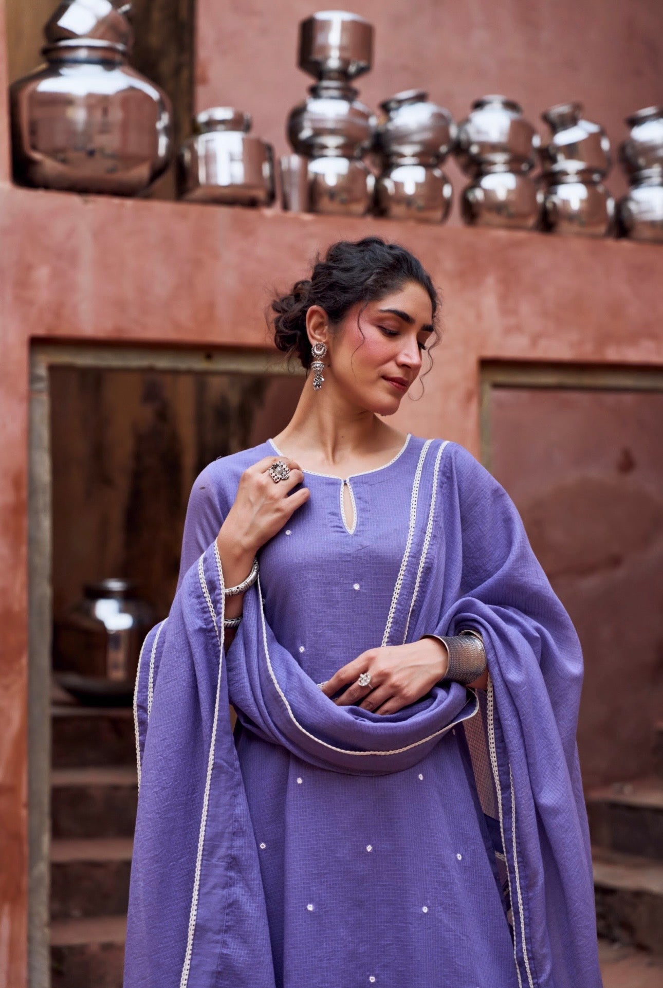VIOLET KOTA DORIA SUIT SET IN BEAD WORK