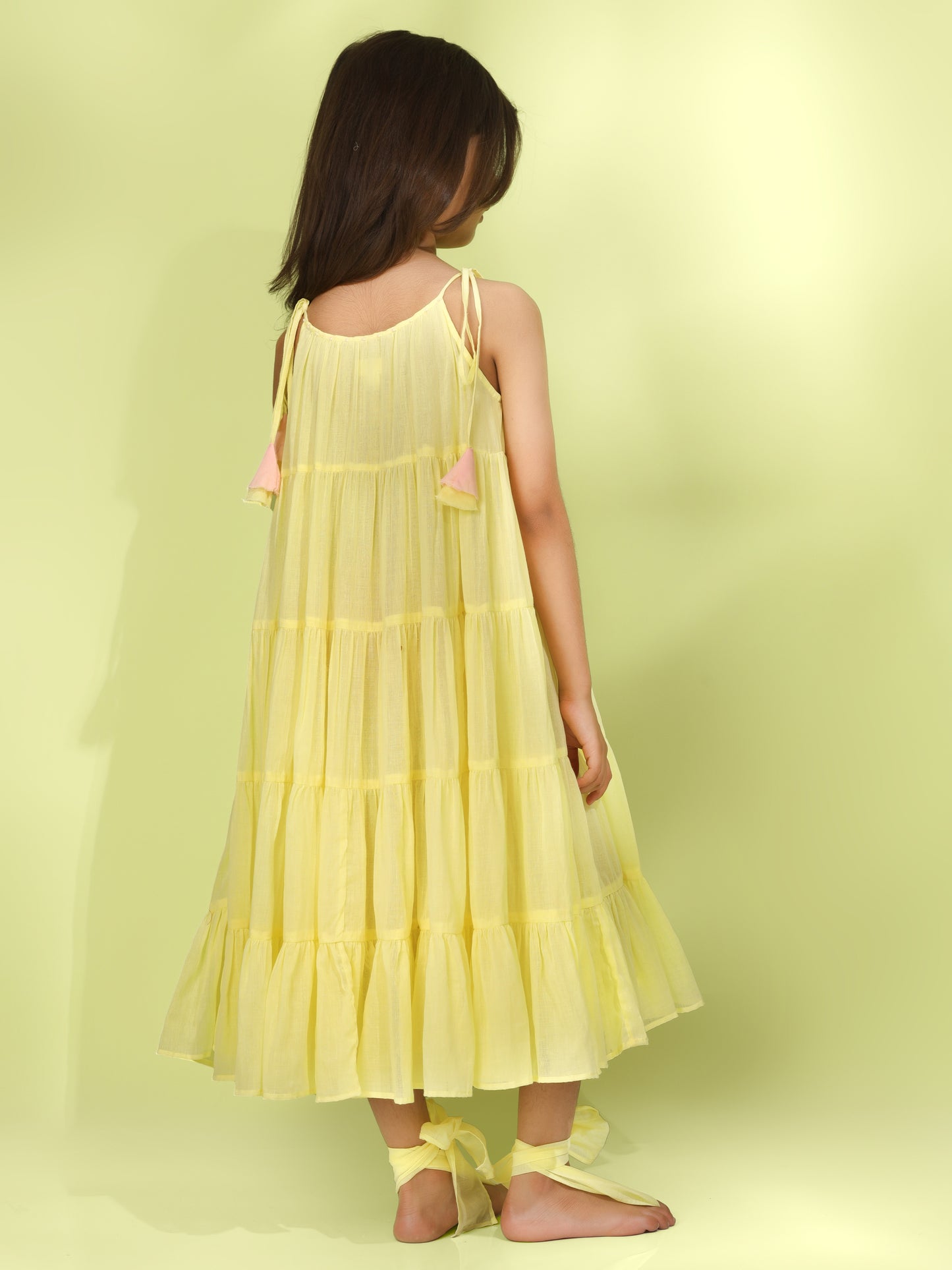 Jiyara - Yellow Halter Tier dress