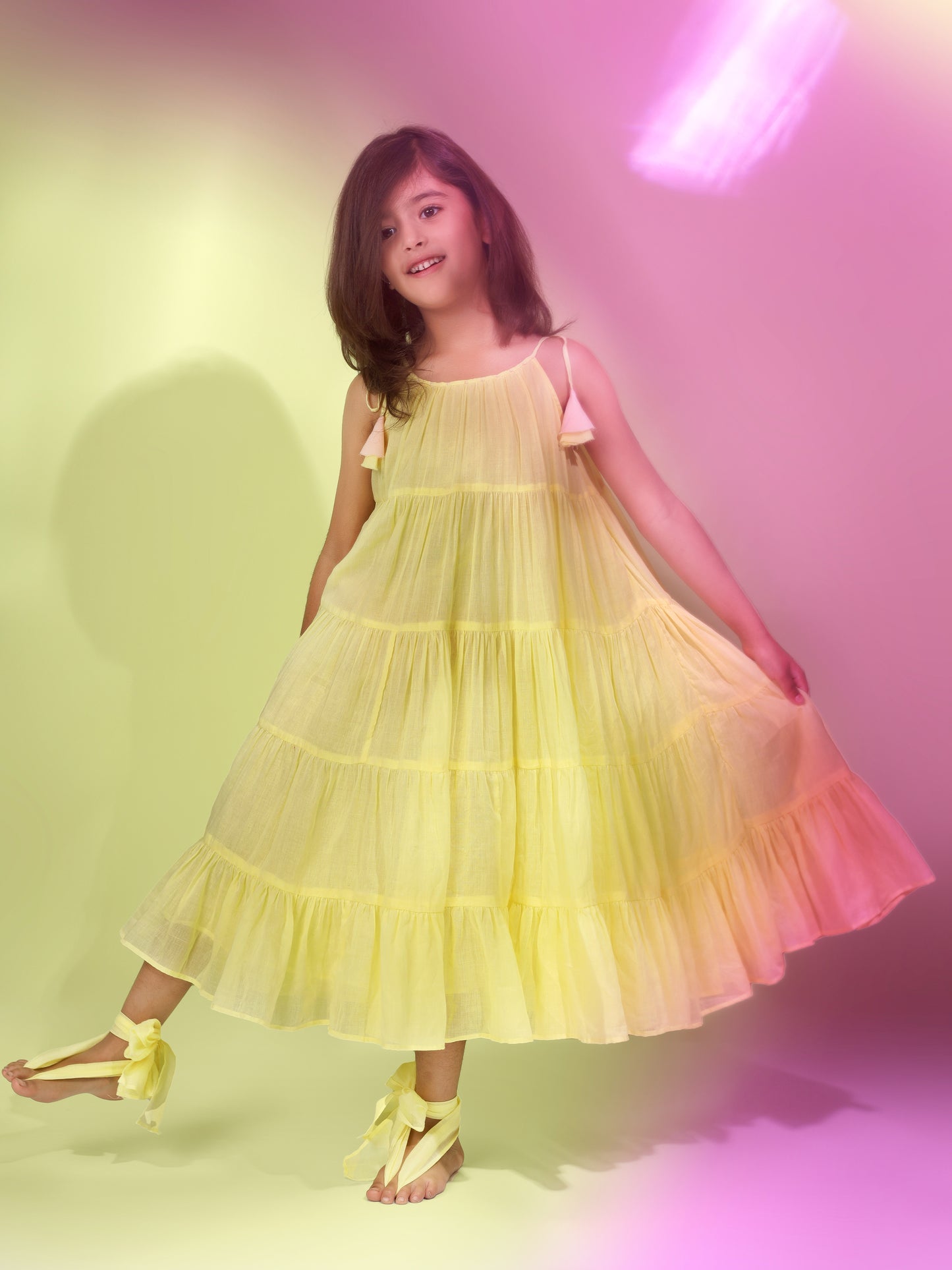 Jiyara - Yellow Halter Tier dress