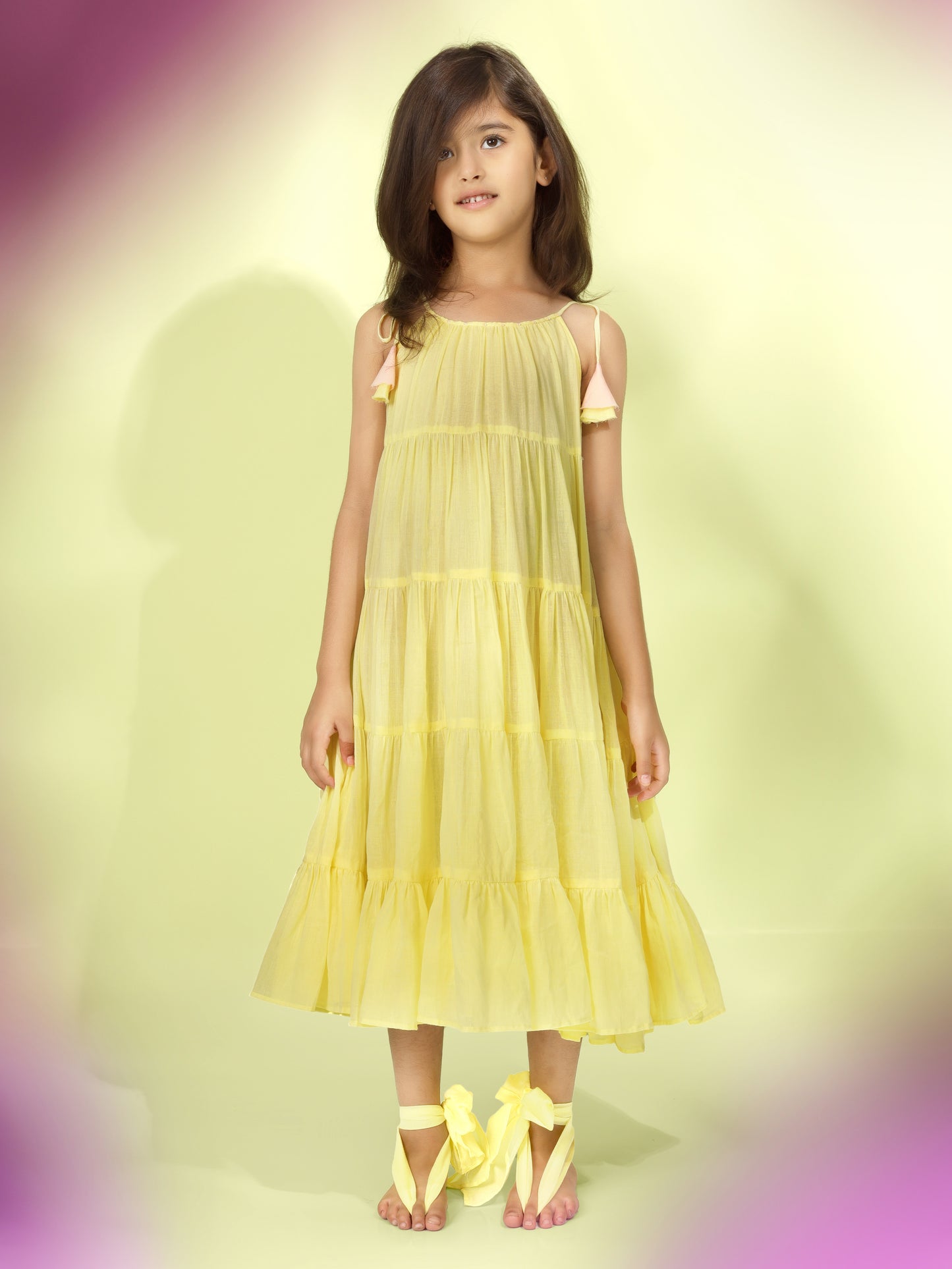 Jiyara - Yellow Halter Tier dress