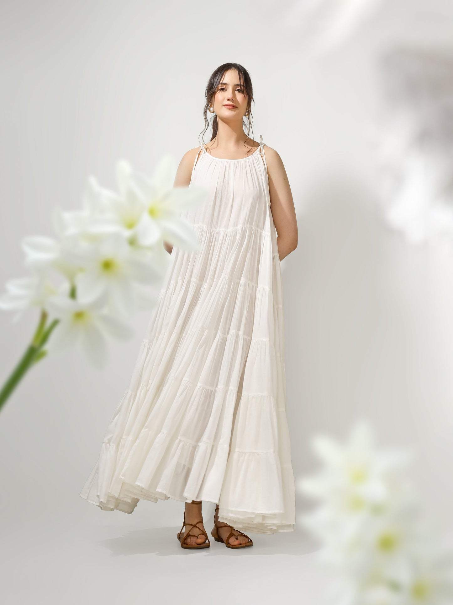 White Multi Tier Maxi Dress