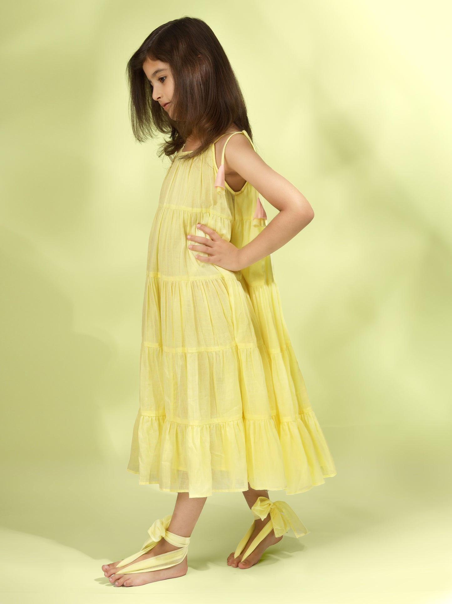 Jiyara - Yellow Halter Tier dress