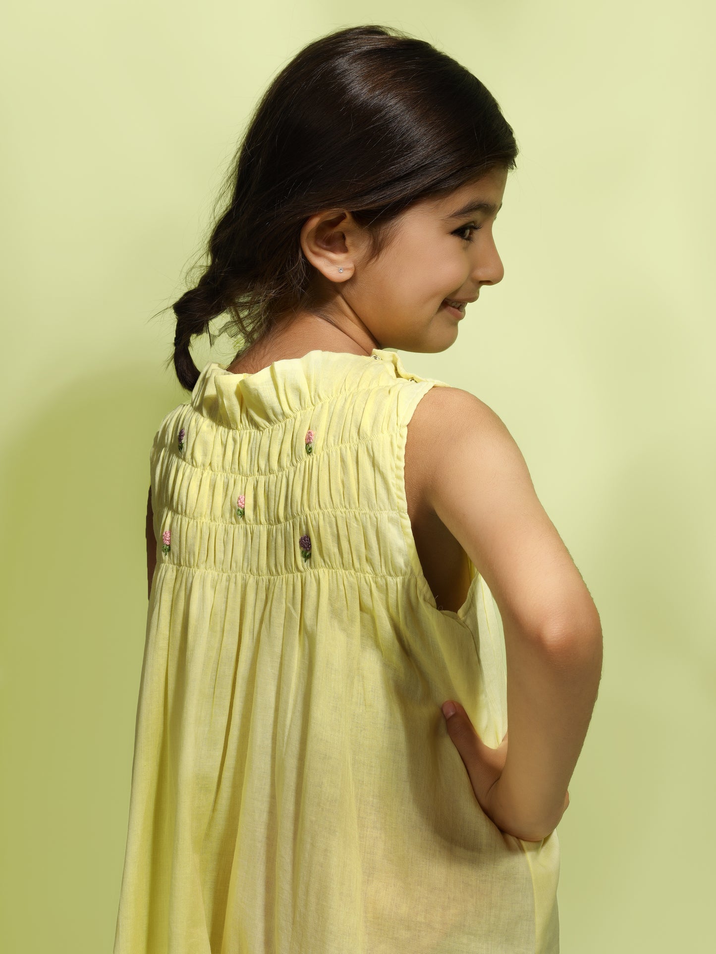 Jiyara - Bright Yellow Bobbin Elastic Dress