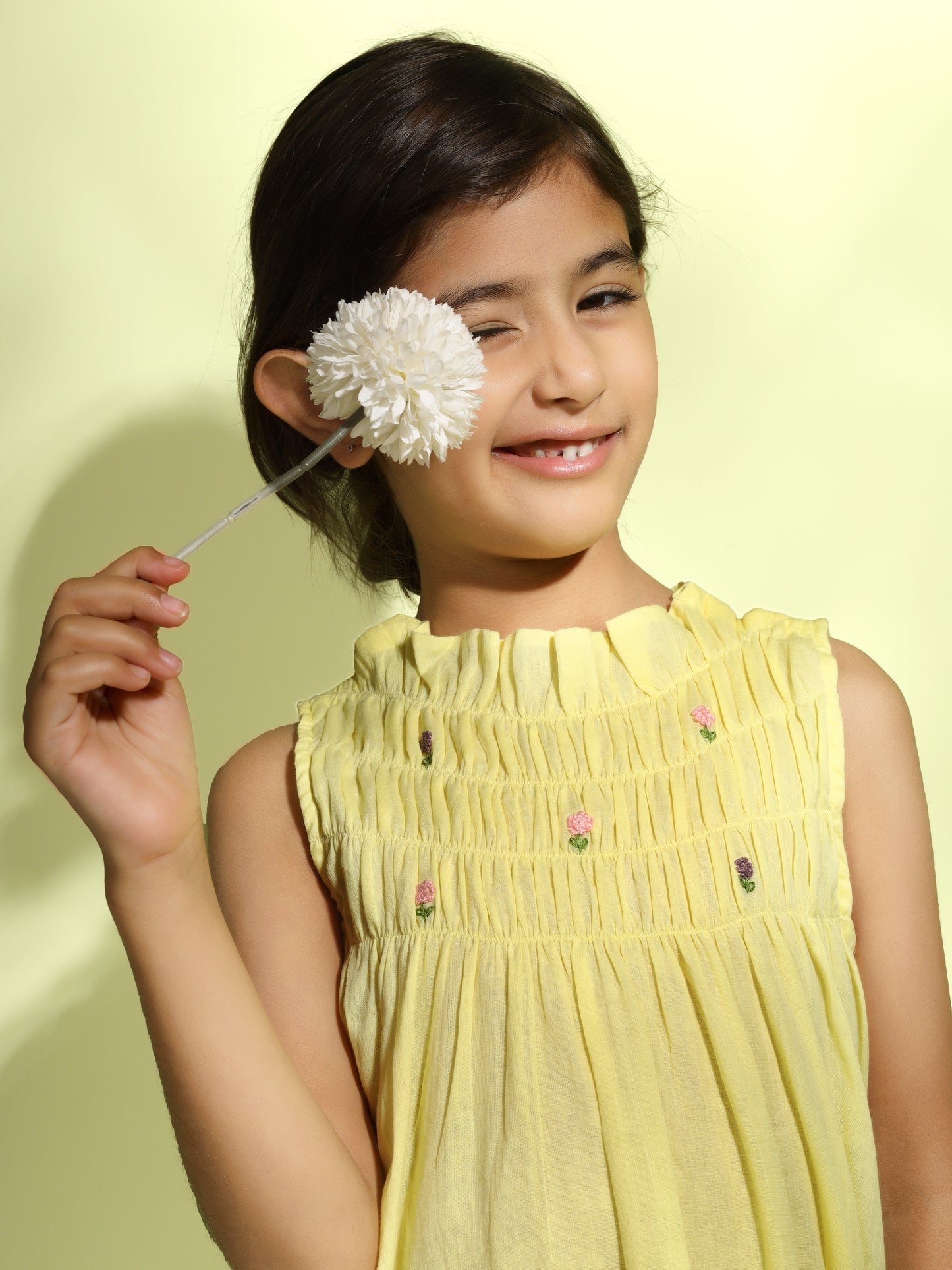 Jiyara - Bright Yellow Bobbin Elastic Dress