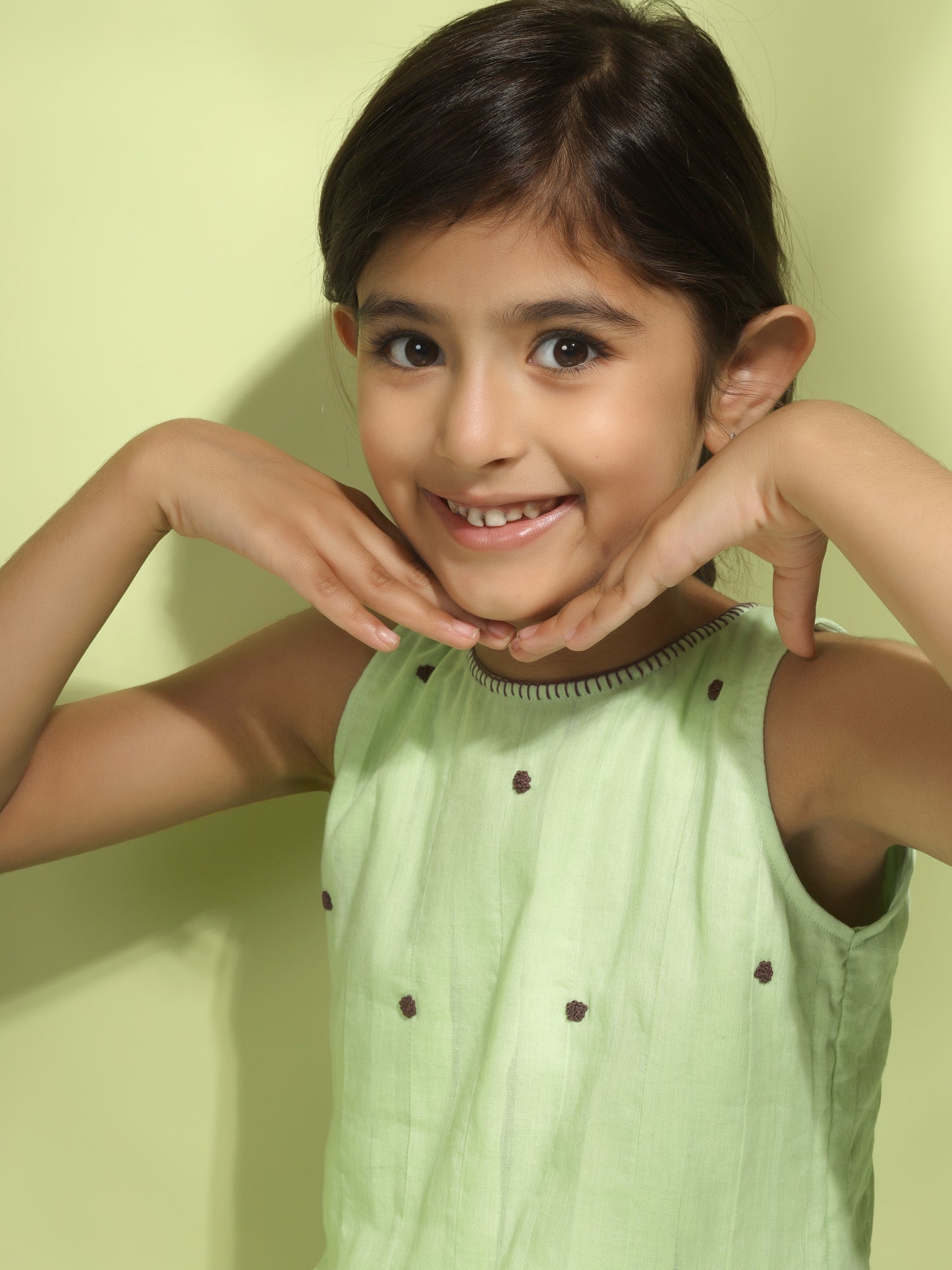 Jiyara - Lime Green Box Pleated Dress