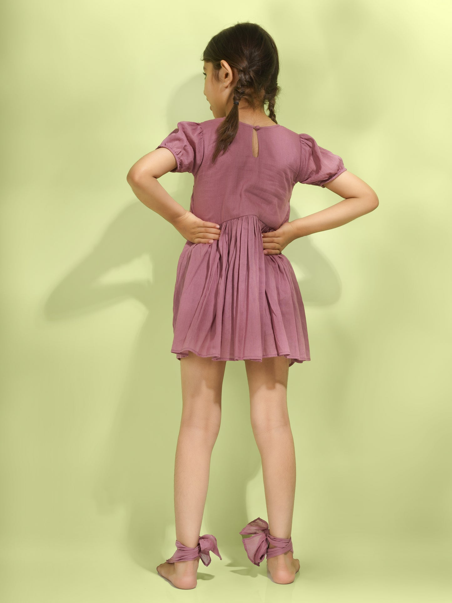 Jiyara - Grape Wine Bobbin Elastic Back Keyhole Dress