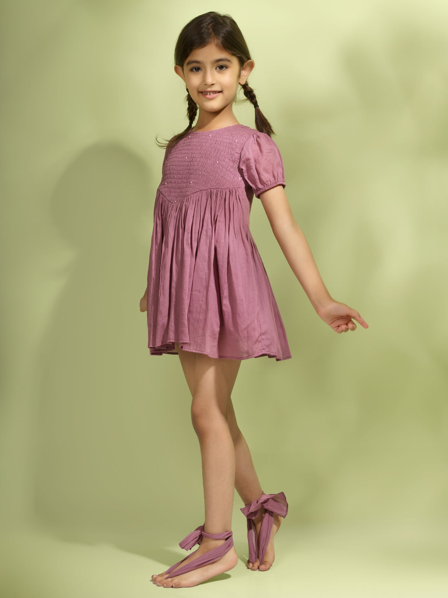 Jiyara - Grape Wine Bobbin Elastic Back Keyhole Dress
