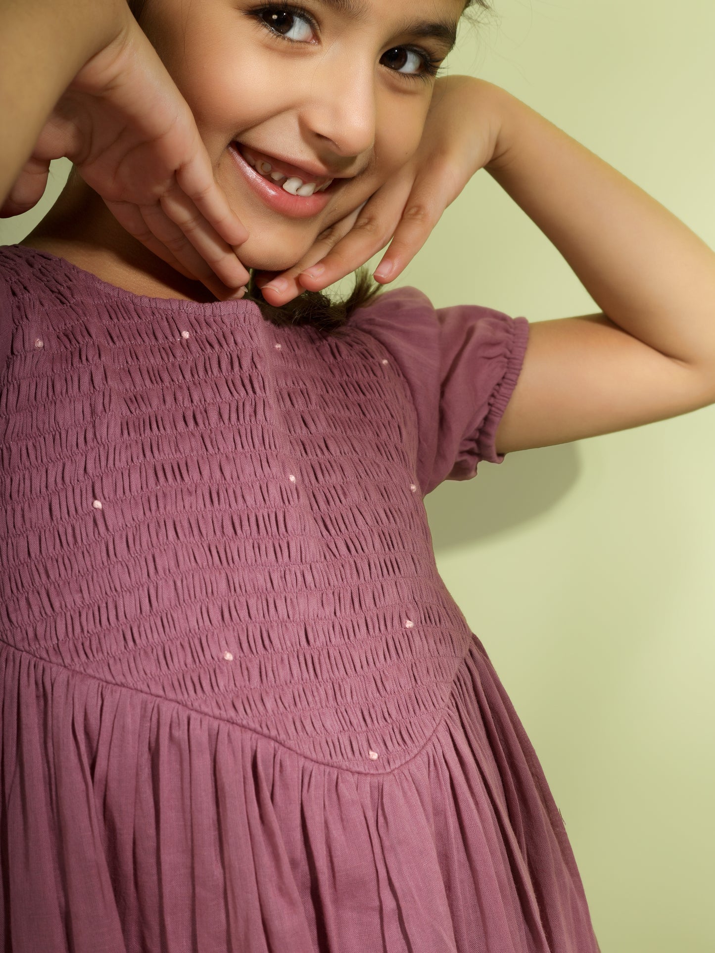 Jiyara - Grape Wine Bobbin Elastic Back Keyhole Dress
