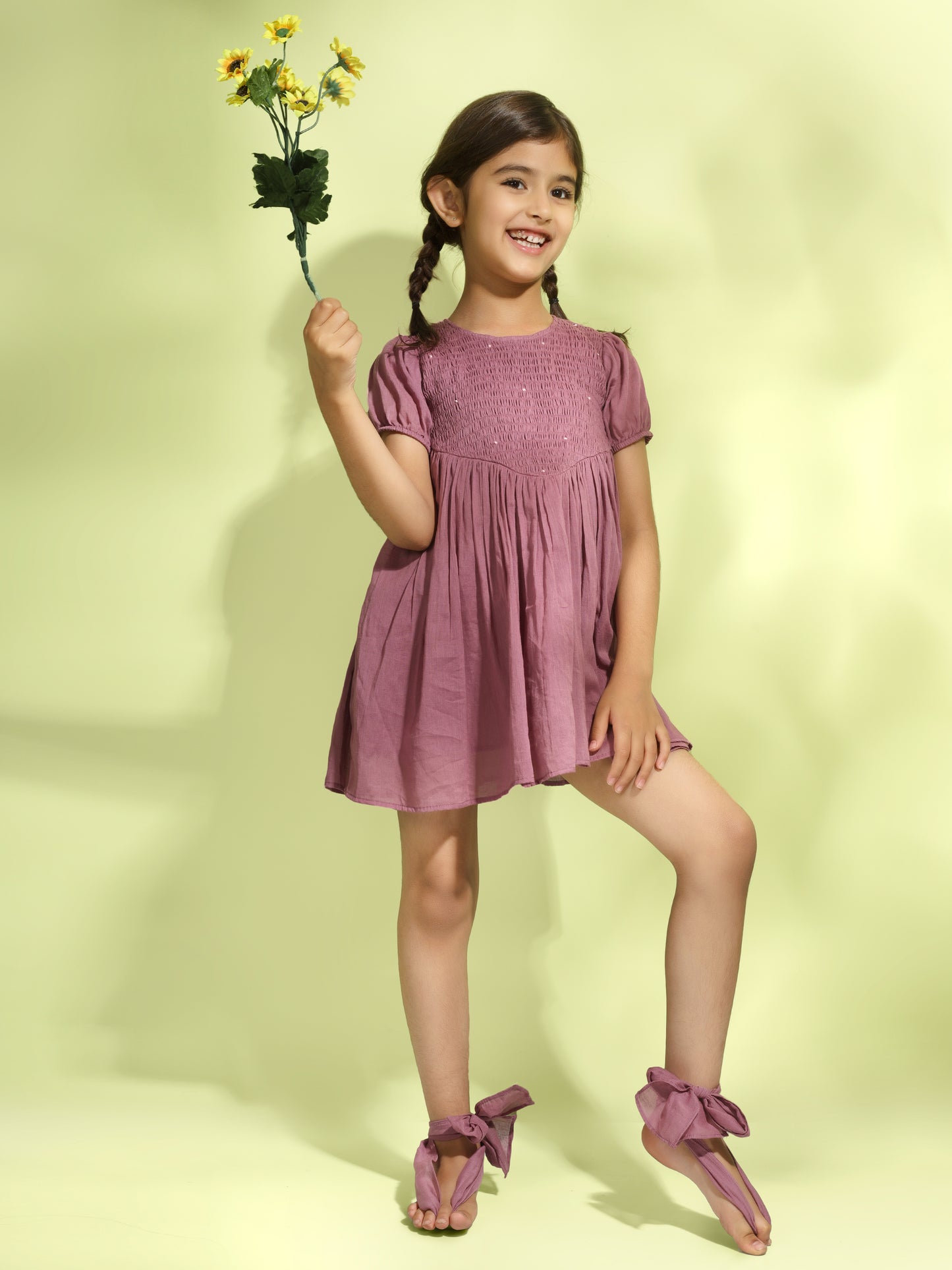 Jiyara - Grape Wine Bobbin Elastic Back Keyhole Dress