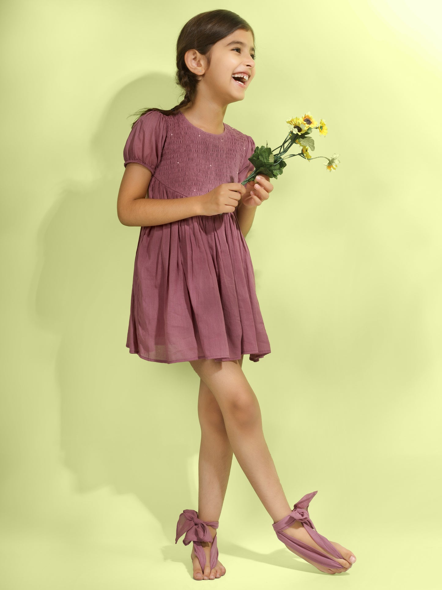 Jiyara - Grape Wine Bobbin Elastic Back Keyhole Dress
