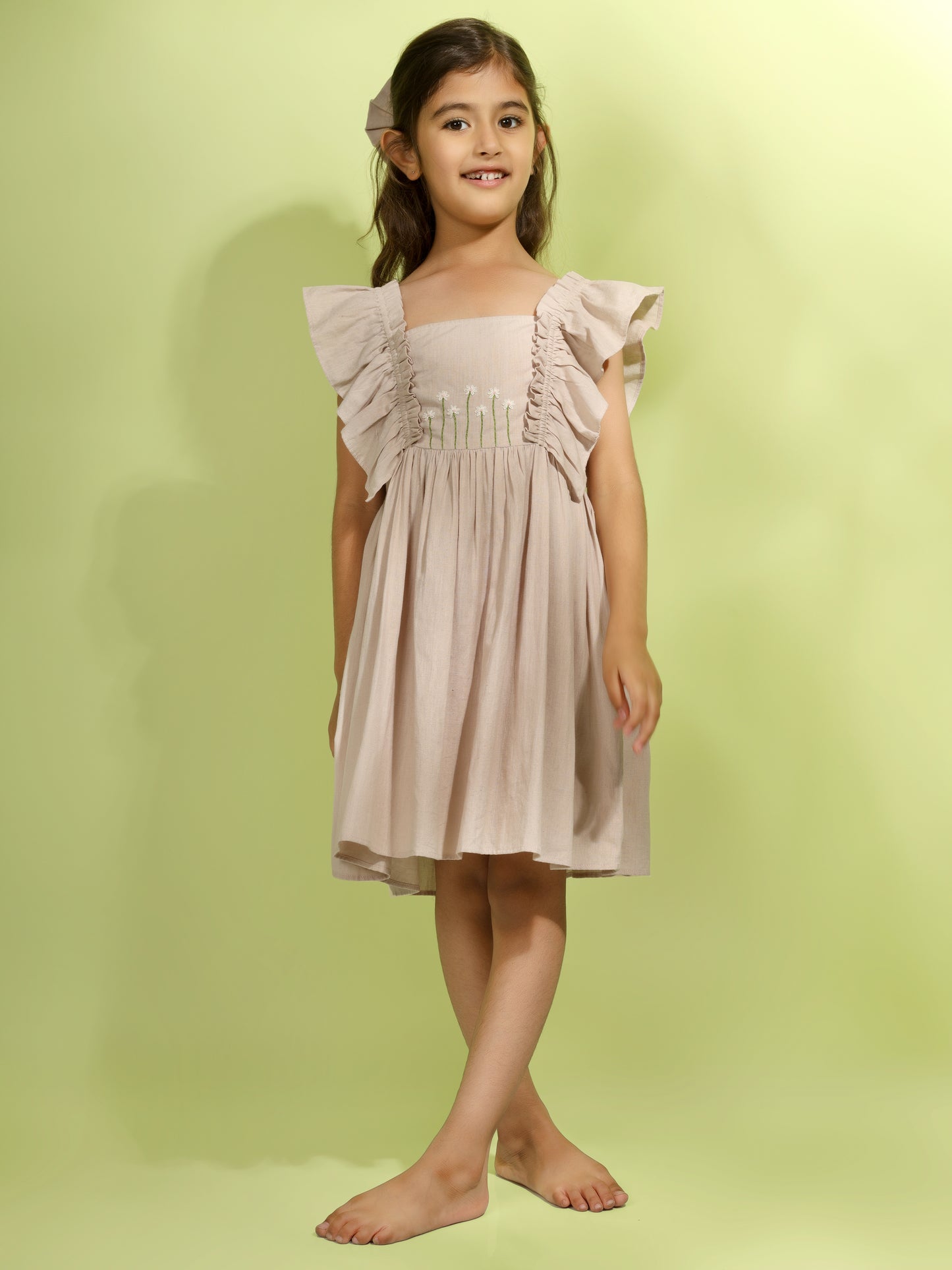 Jiyara Beige Frill Dress