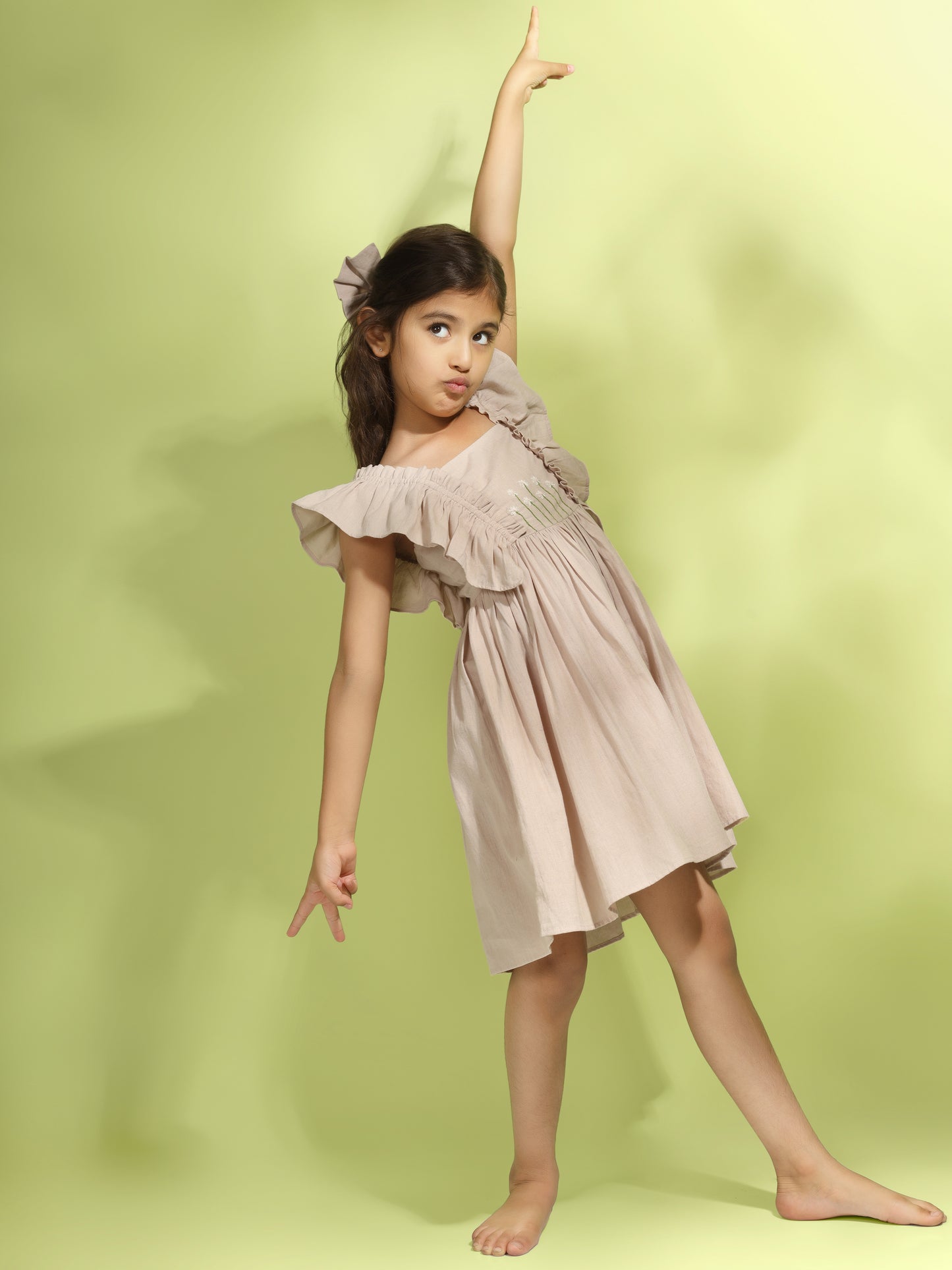 Jiyara Beige Frill Dress