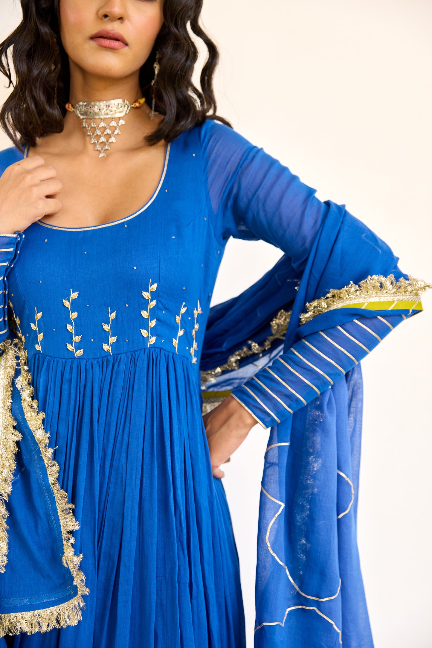 Round Neck Anarkali - Neer Blue
