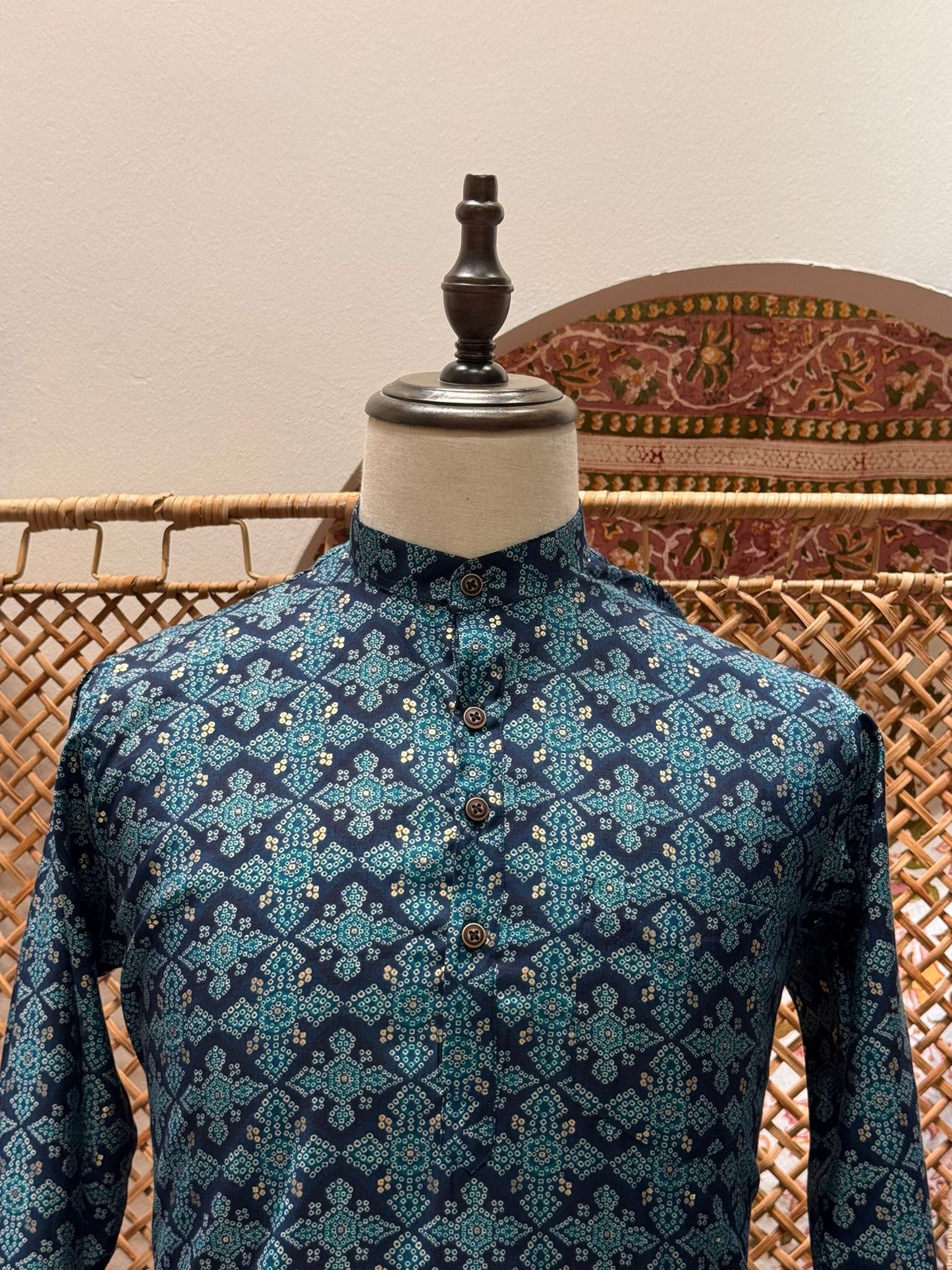 Indigo Patterned Short Kurta
