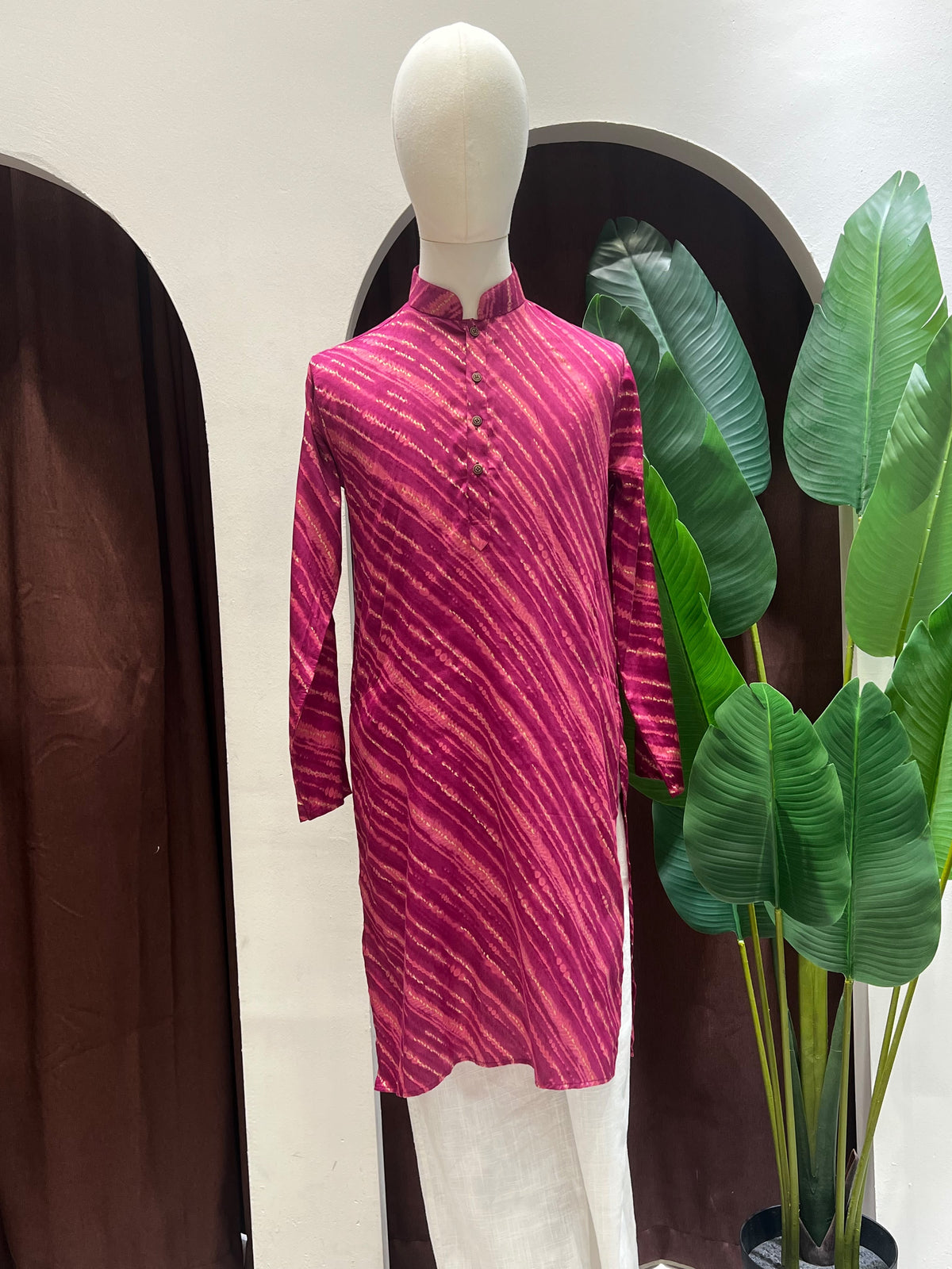 Purple Striped Printed Long Kurta