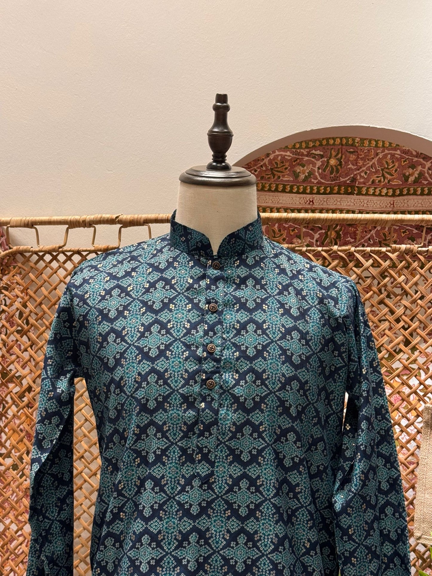 Indigo Patterned Long Kurta