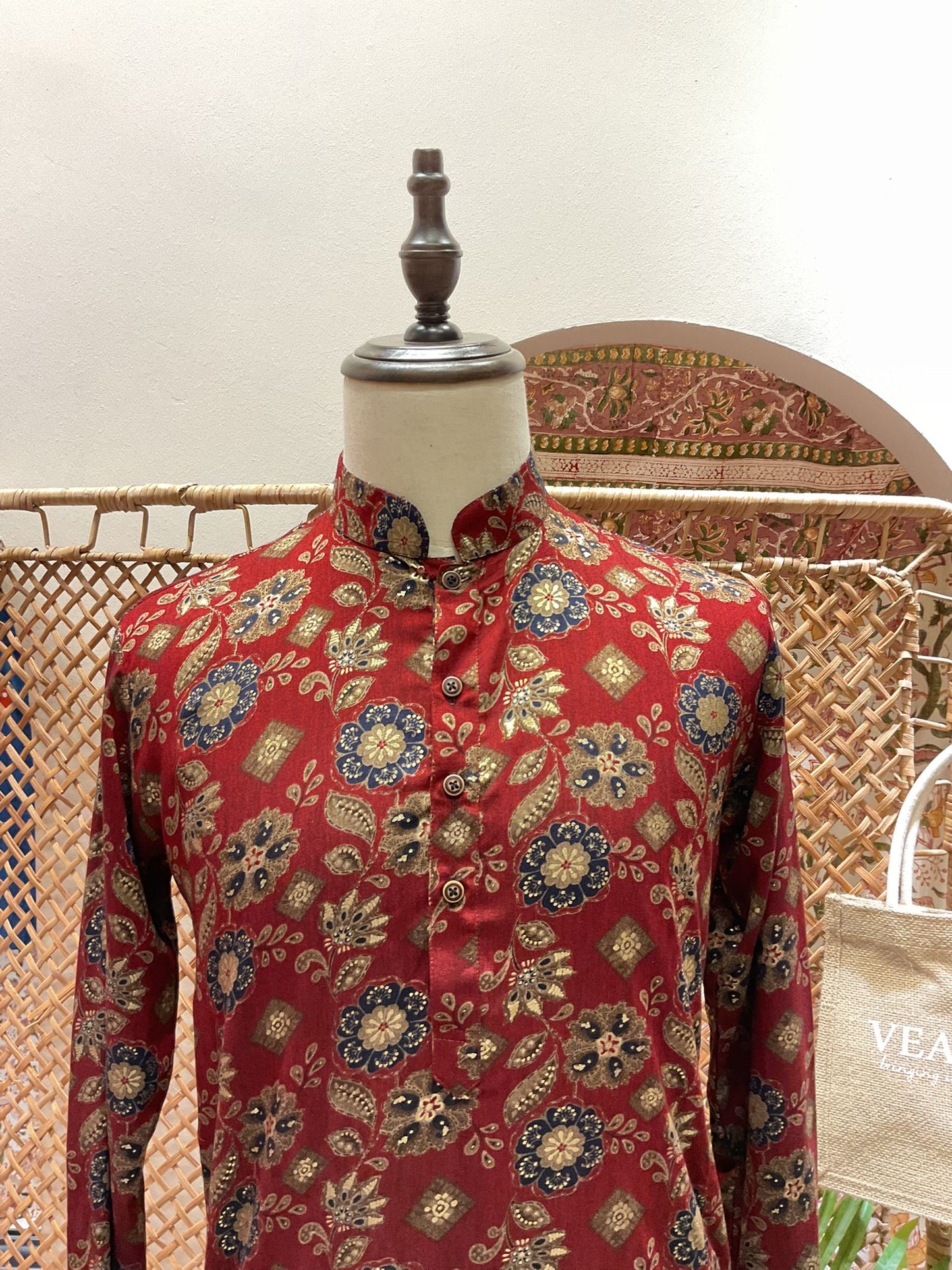 Maroon Floral Long Kurta