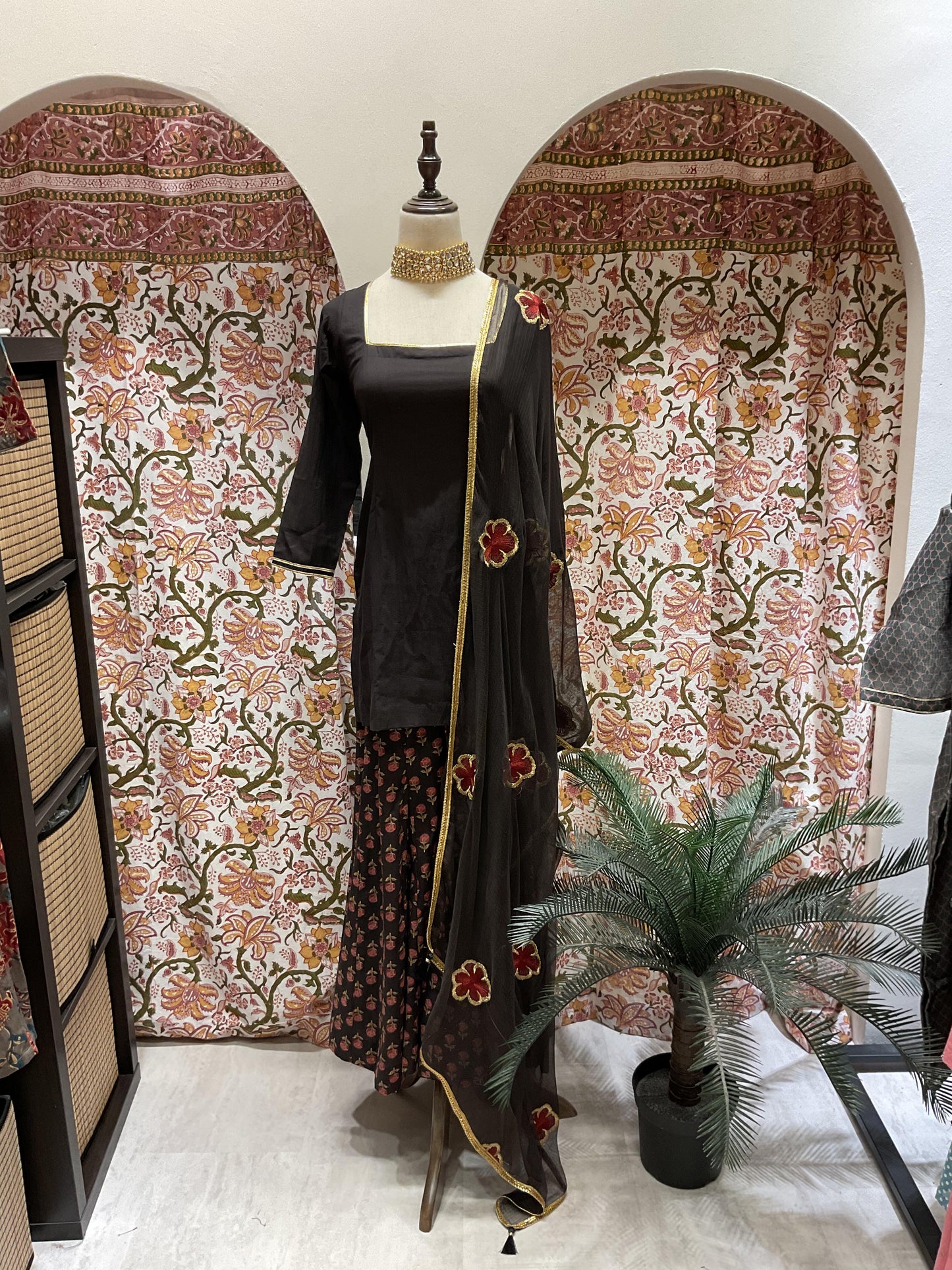 Black Sharara Sleeved Set