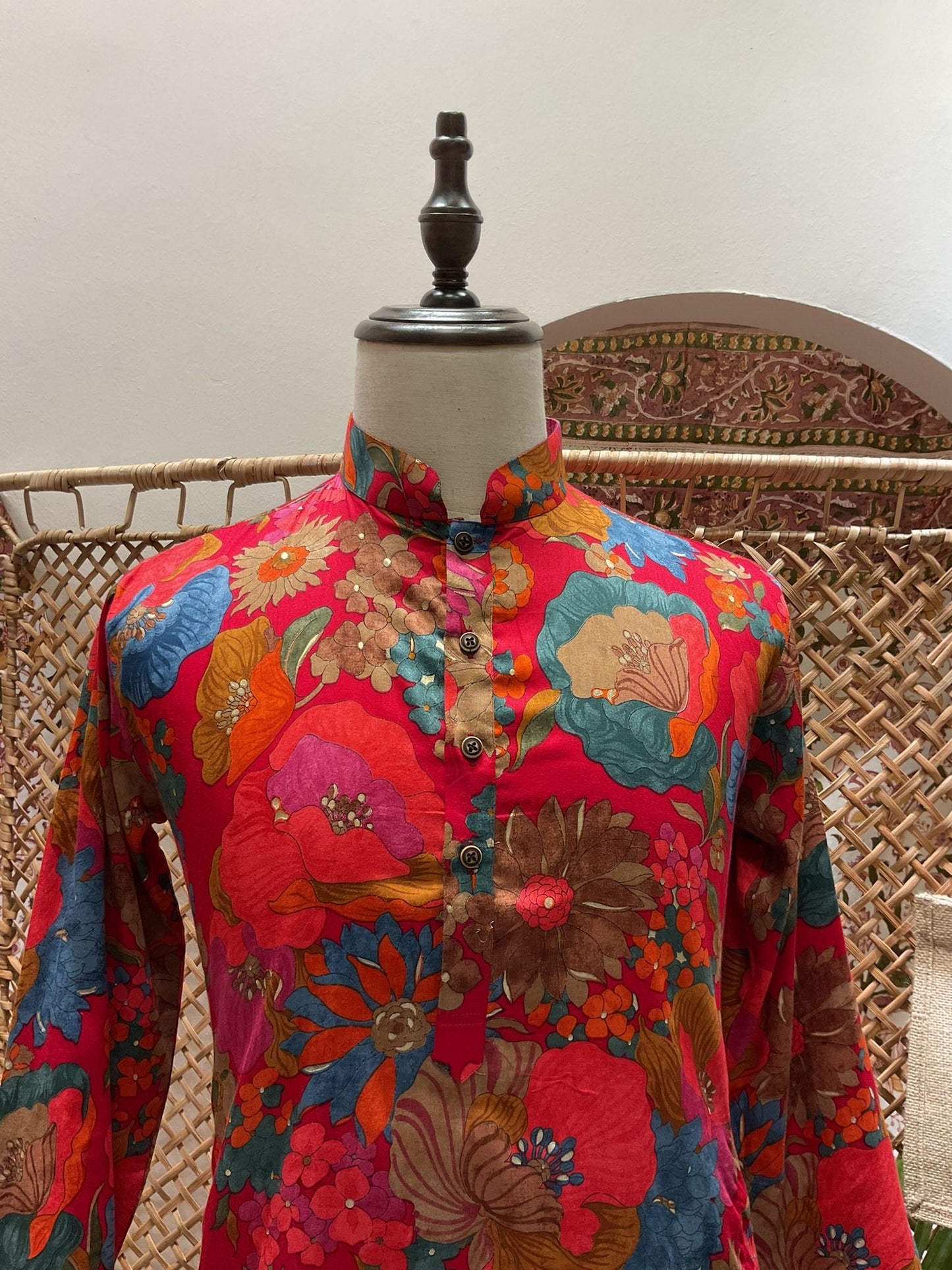 Red Floral Long Kurta