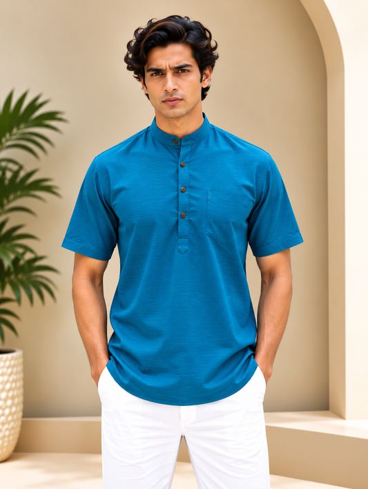 Azure Blue Kurta with Pocket