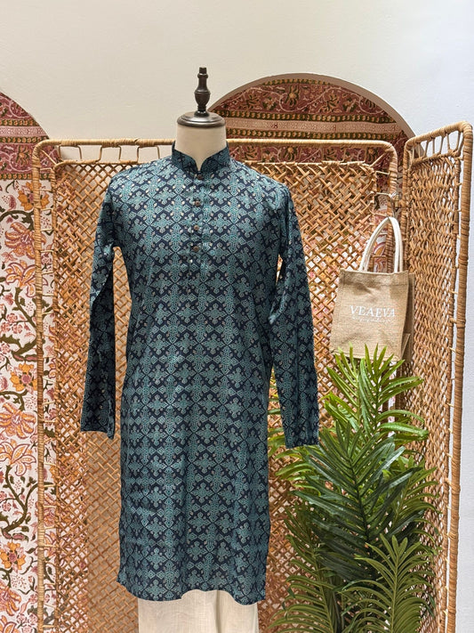 Indigo Patterned Long Kurta