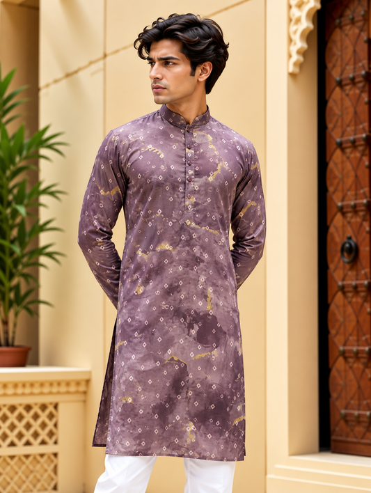 Purple Tie Dye Long Kurta