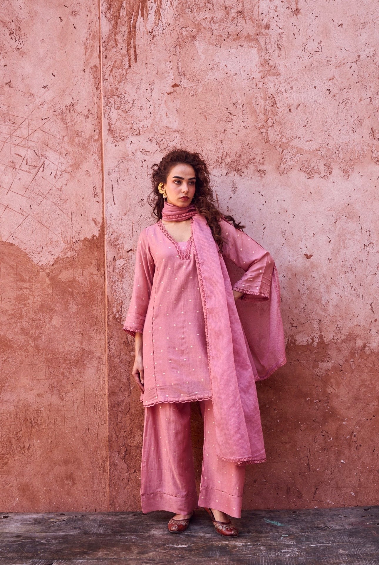 ROSE PINK MUL COTTON SUIT SET