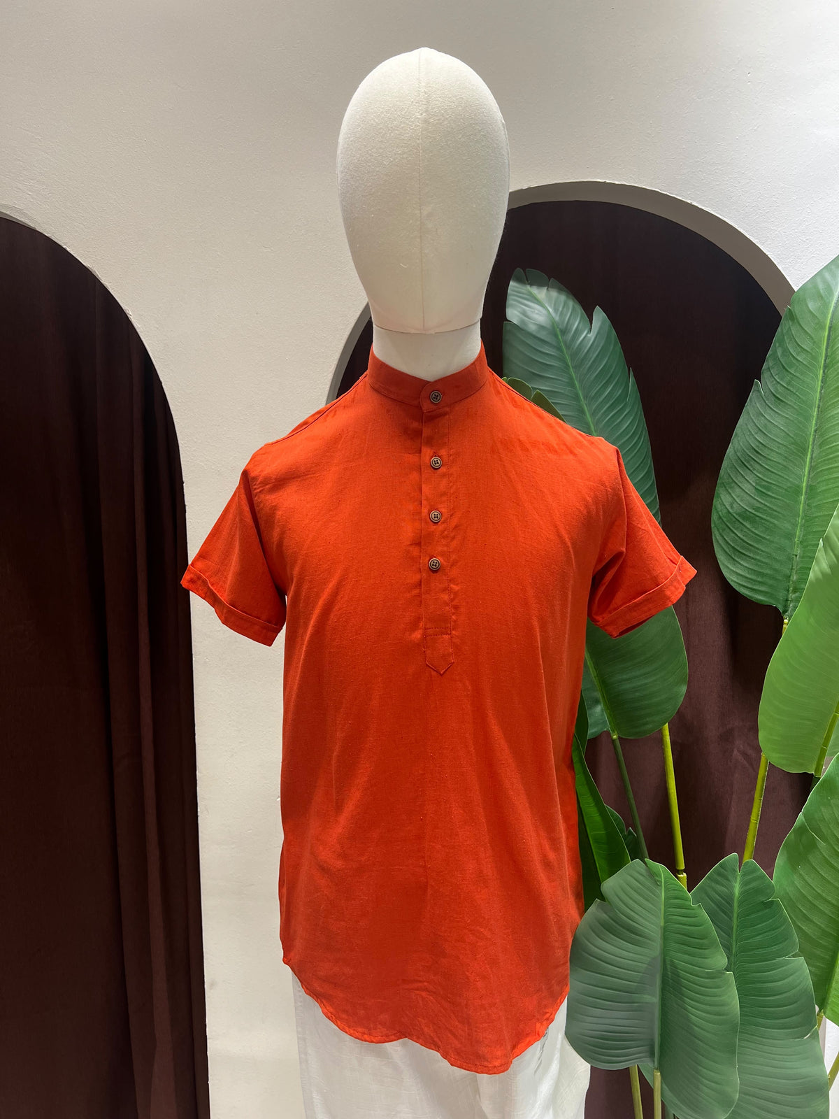 Dark Orange Kurta without pocket